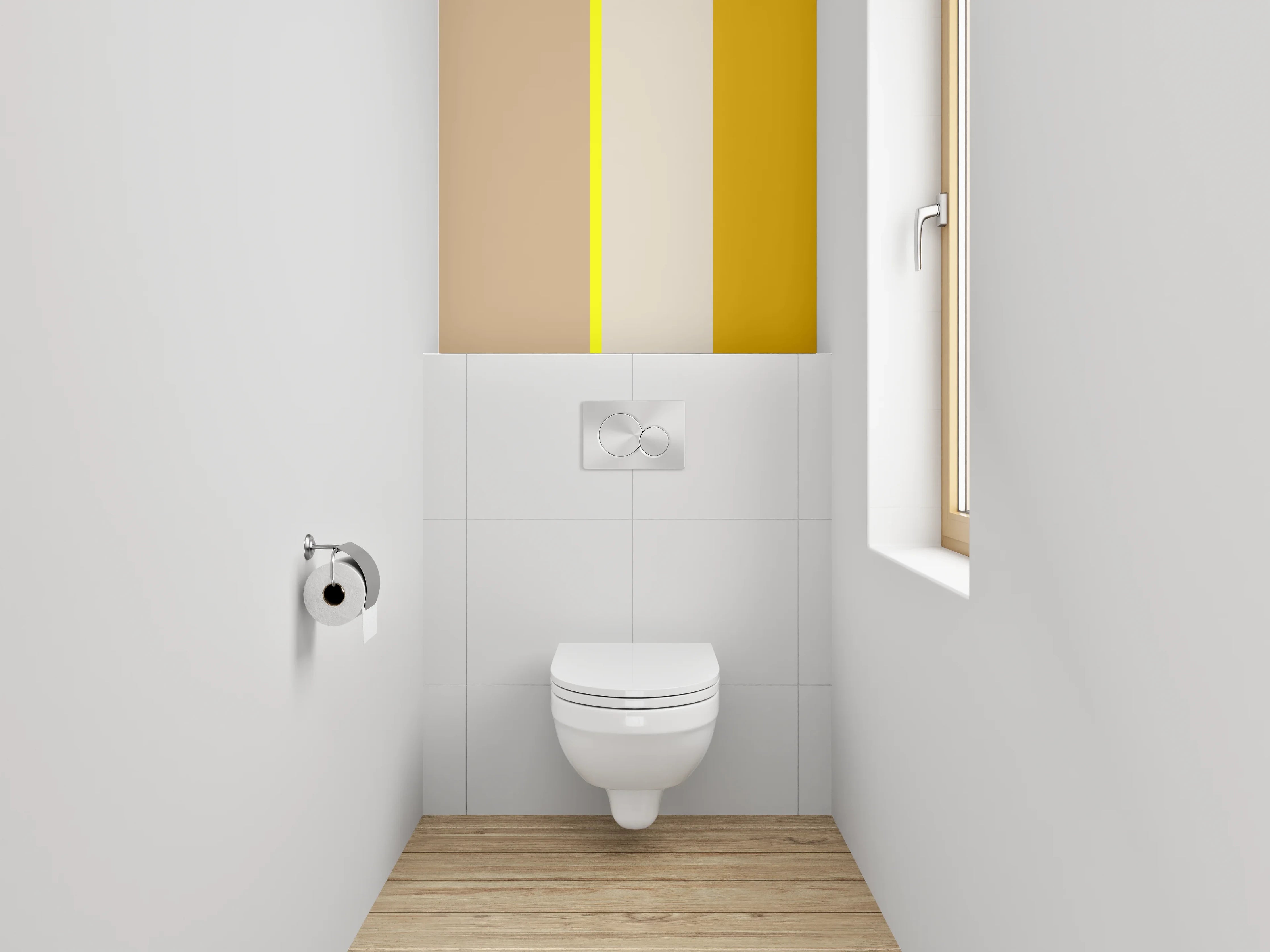 WC-Rückwand - Beige Gelb Braun Streifen Design
