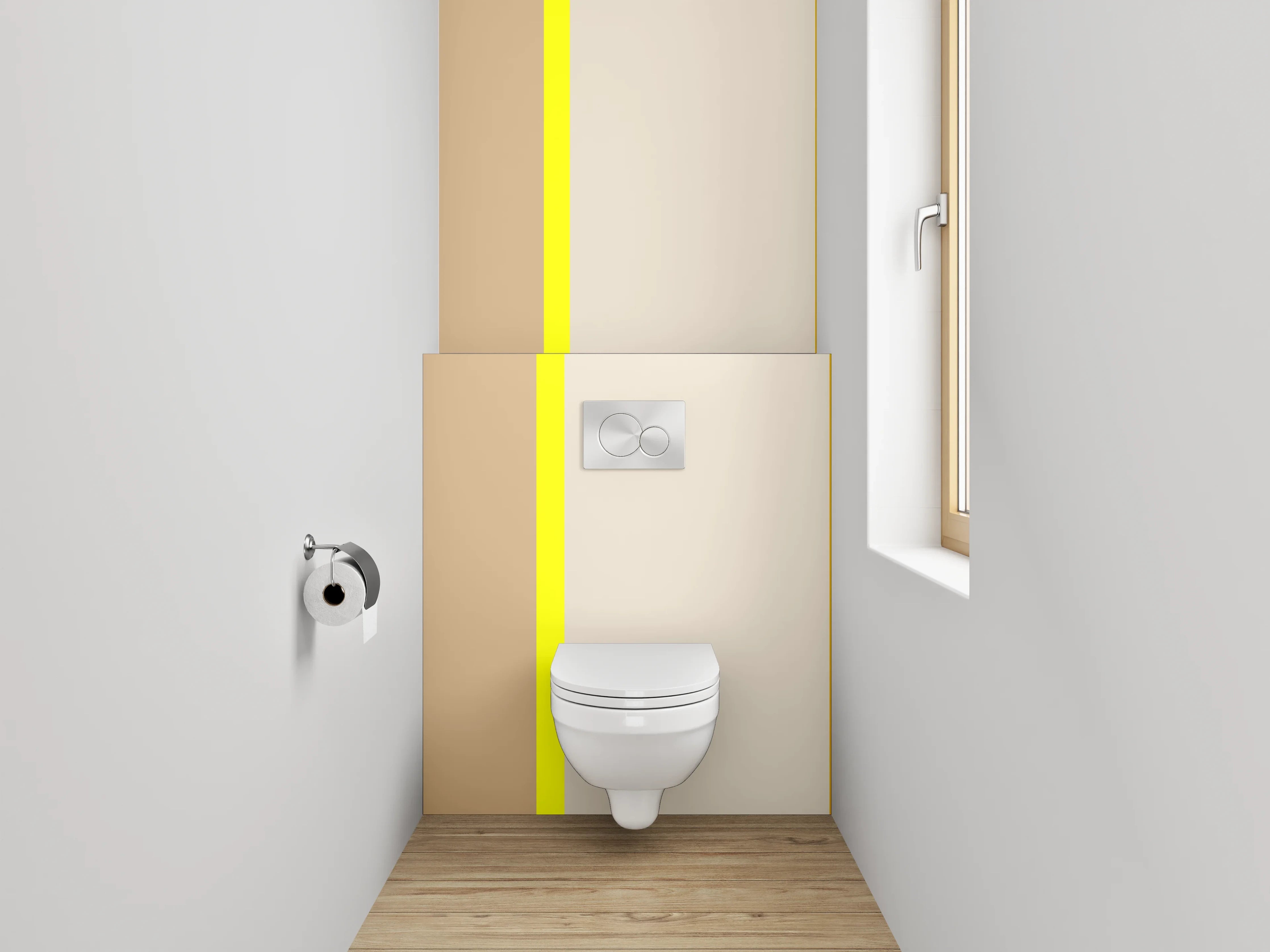 WC-Rückwand - Beige Gelb Braun Streifen Design
