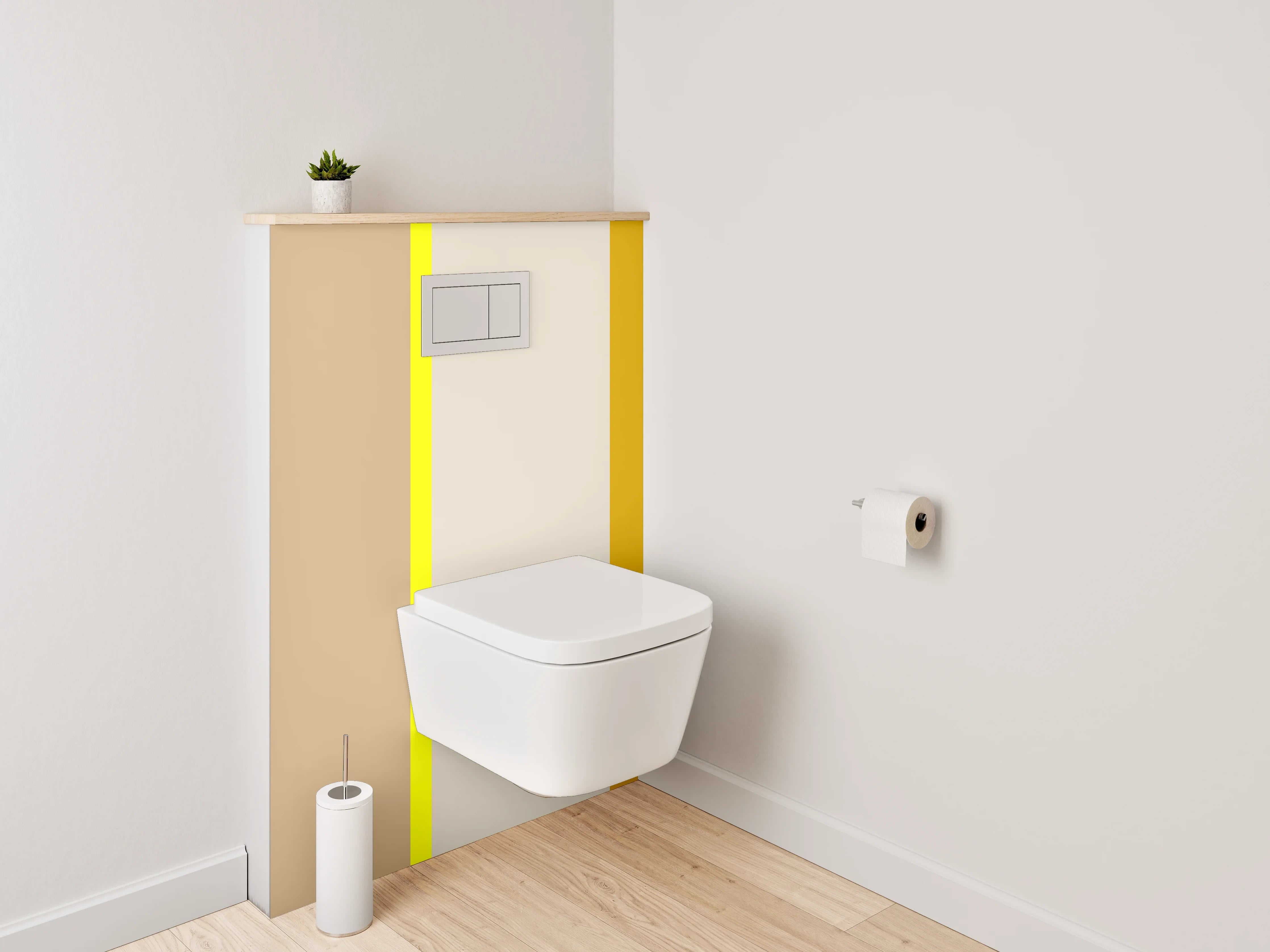 WC-Rückwand - Beige Gelb Braun Streifen Design