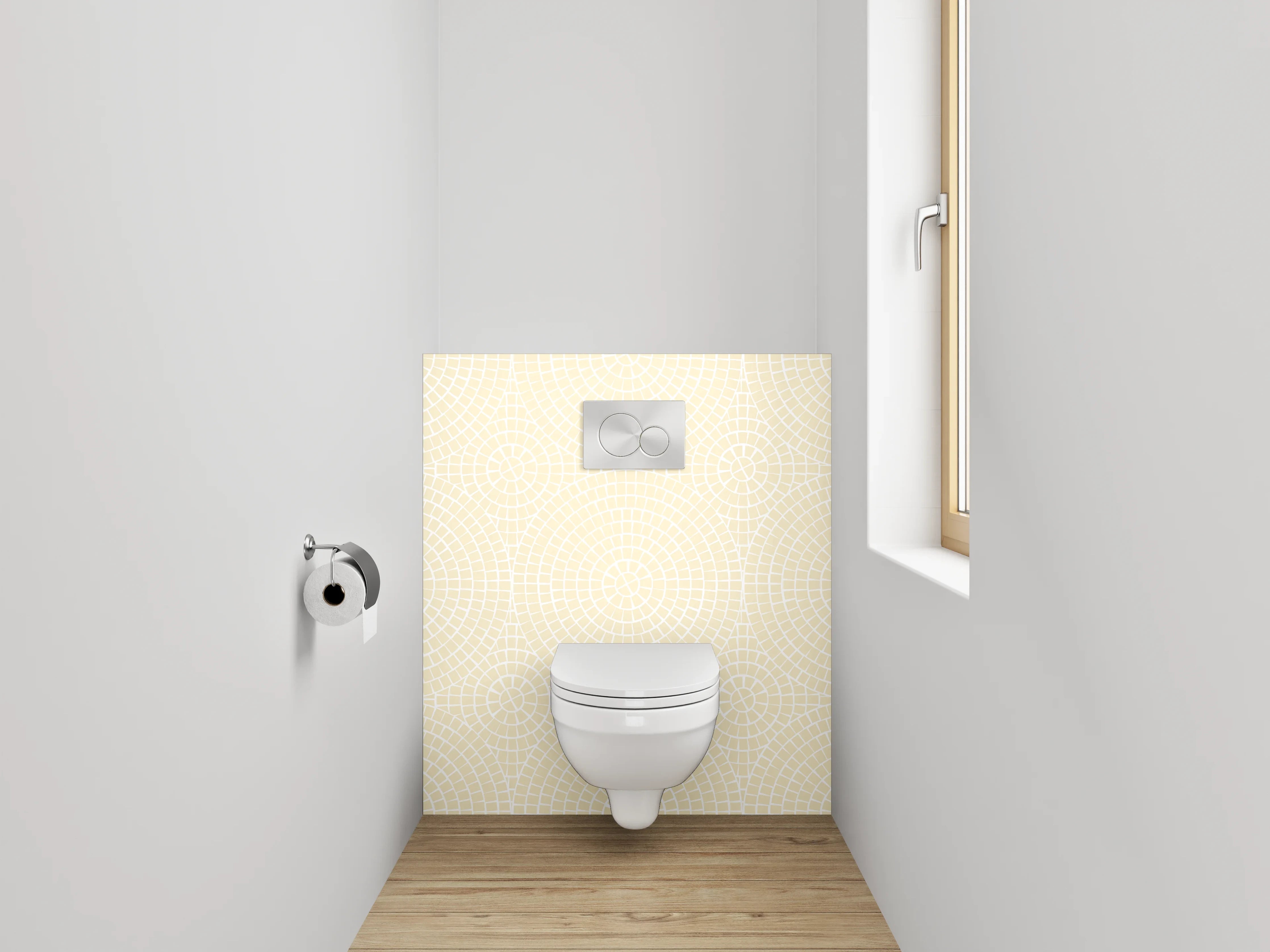 WC-Rückwand - Beige Kreismuster Retro Tapete