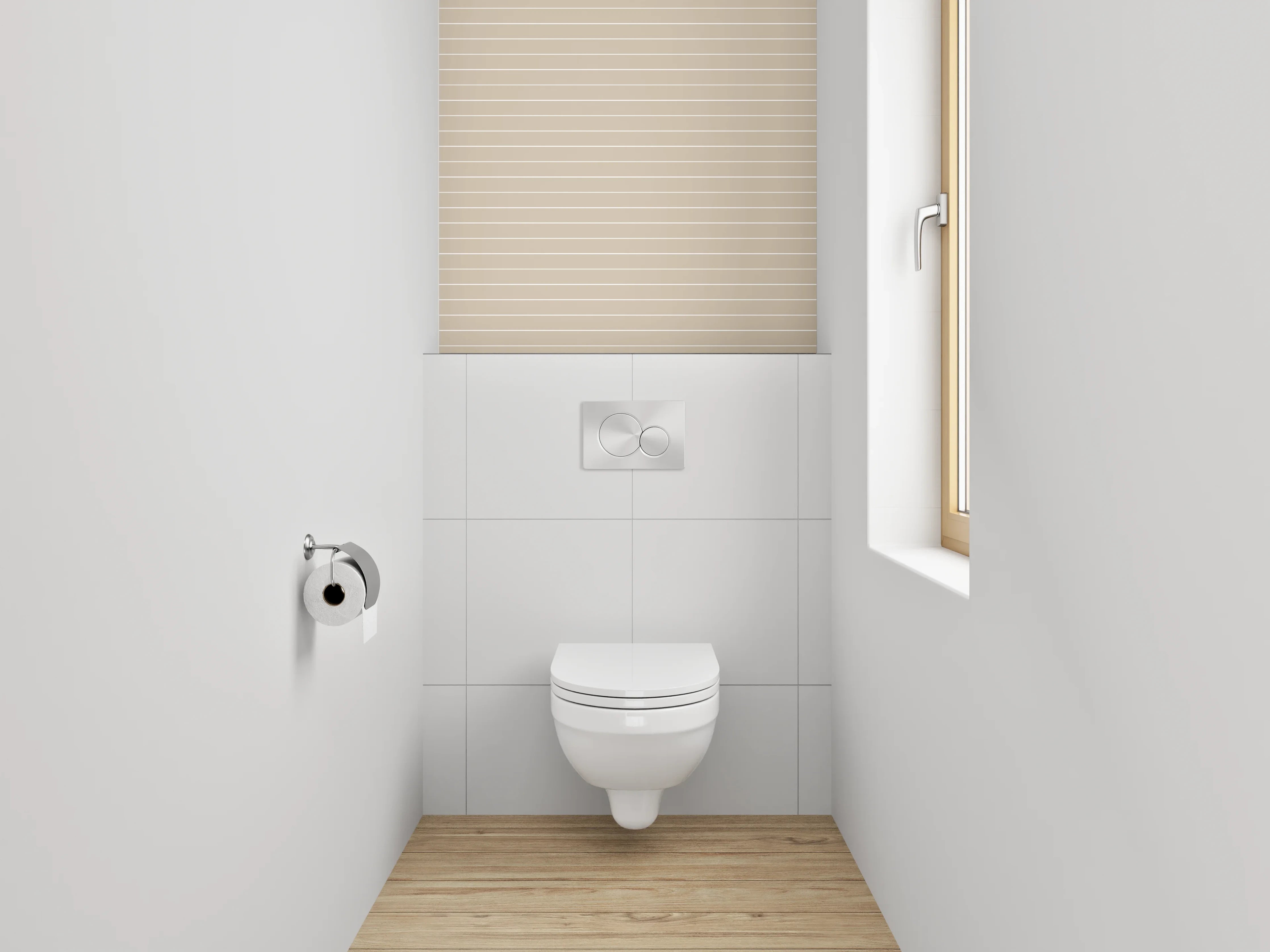 WC-Rückwand - Beige Linien-Muster minimalistisch