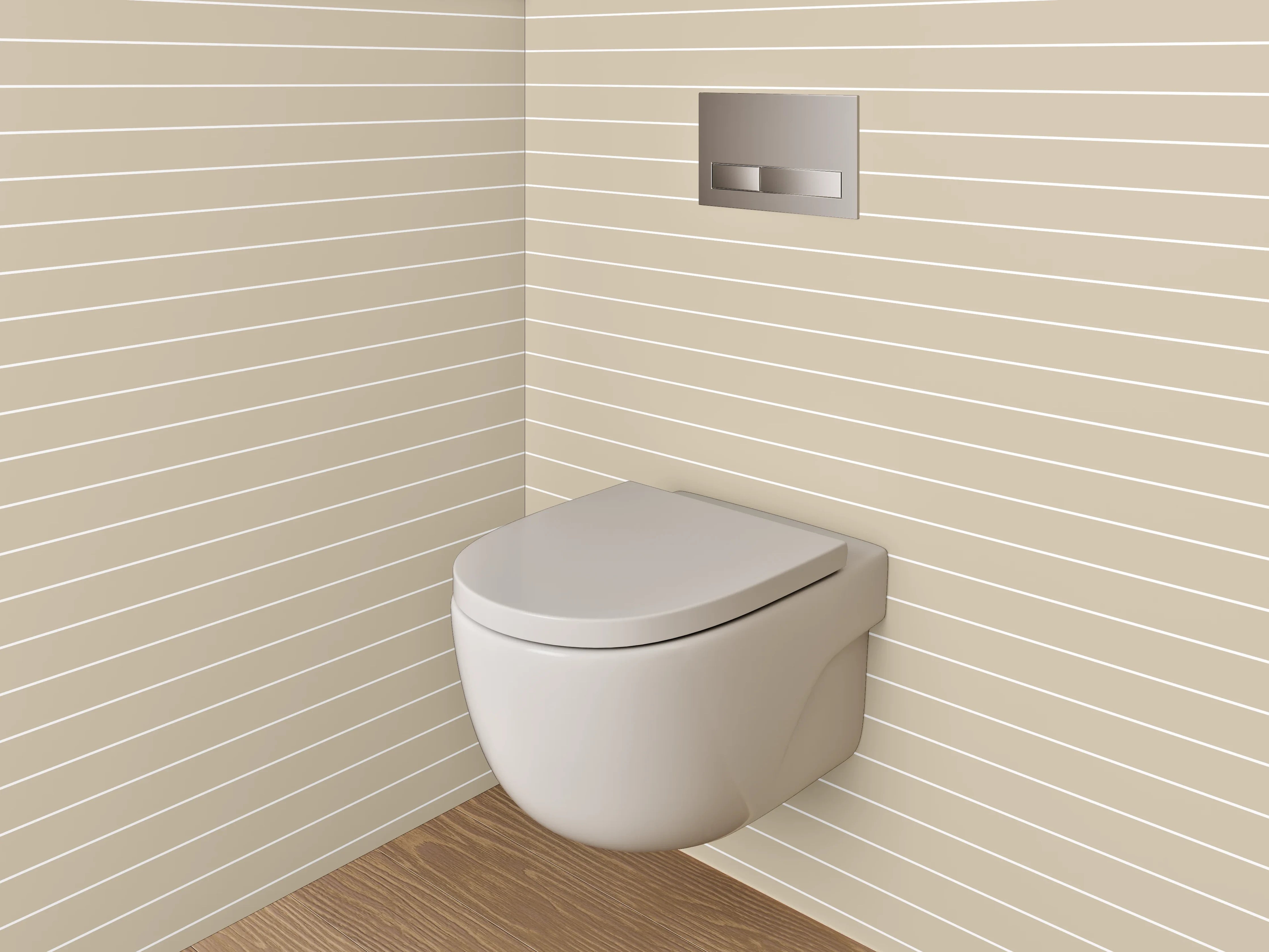 WC-Rückwand - Beige Linien-Muster minimalistisch
