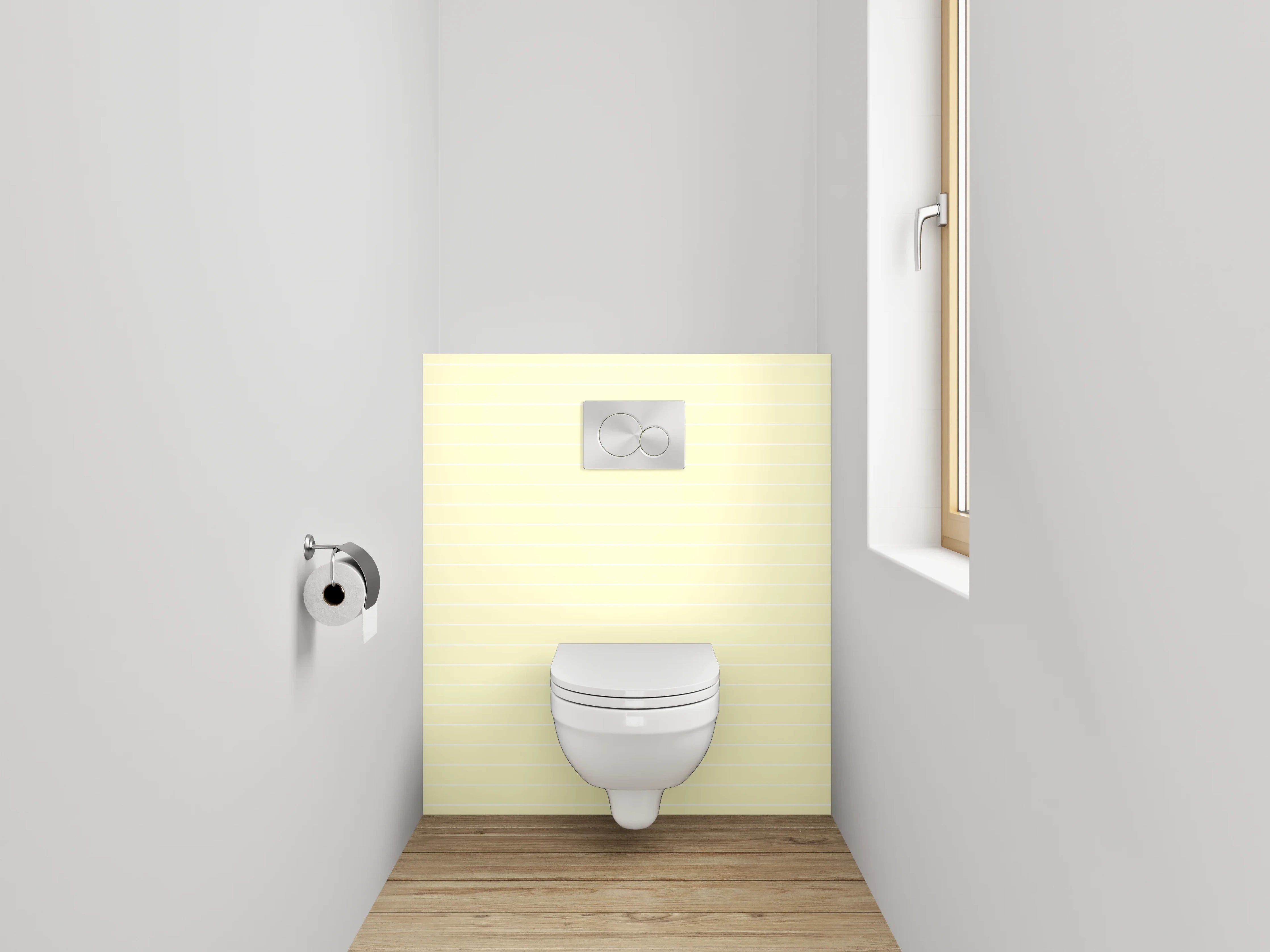 WC-Rückwand - Beige Linienmuster auf hellgelbem Grund