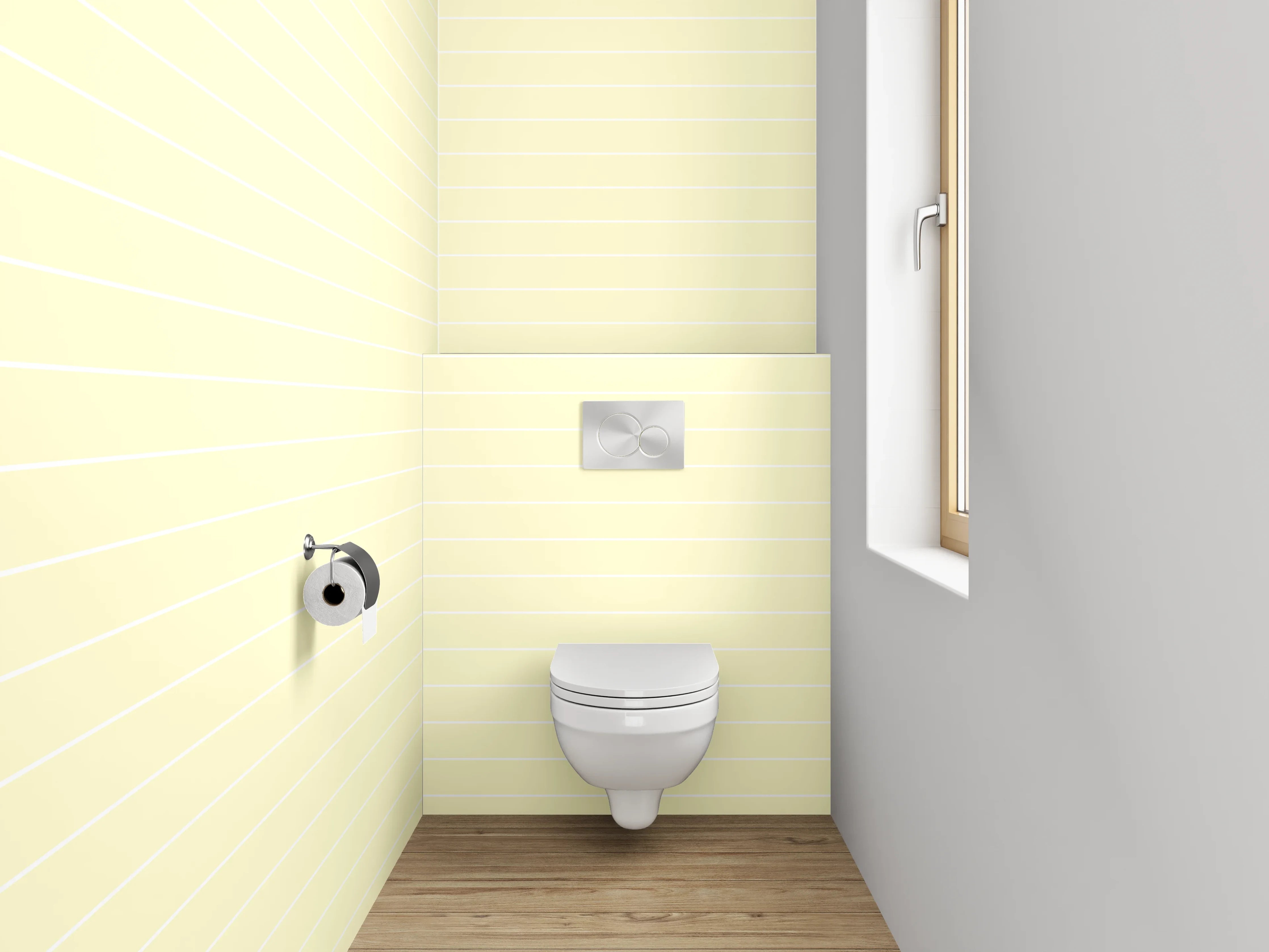 WC-Rückwand - Beige Linienmuster auf hellgelbem Grund