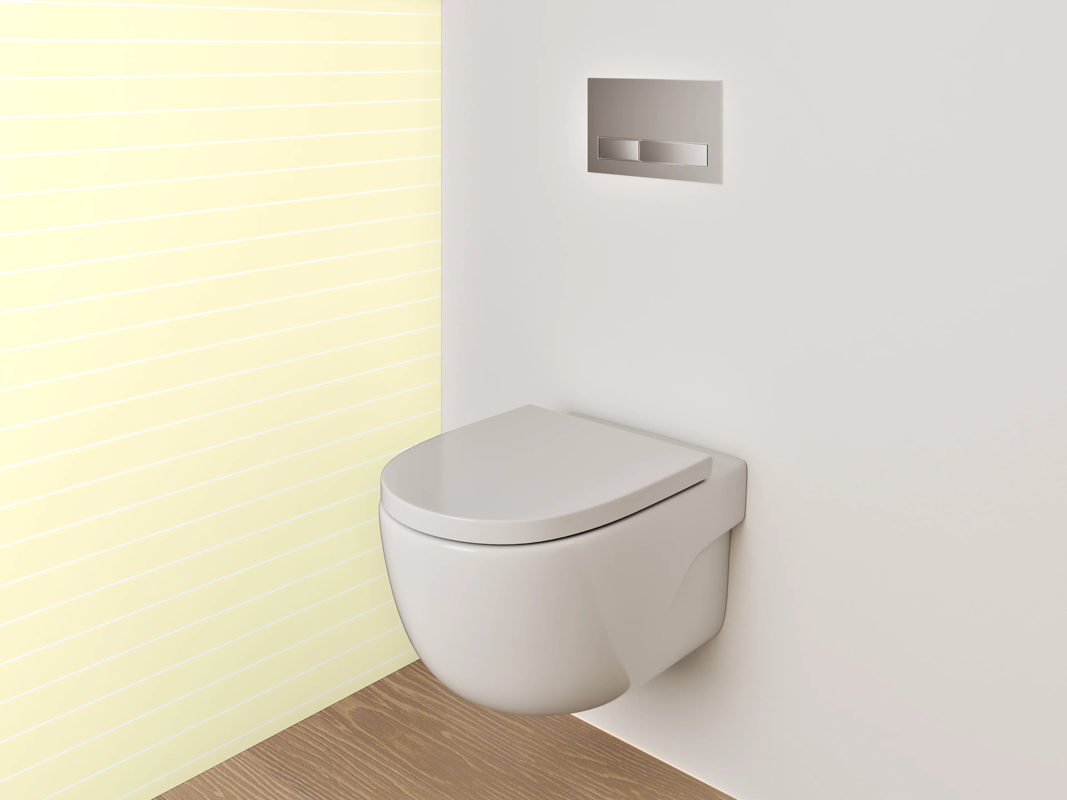 WC-Rückwand - Beige Linienmuster auf hellgelbem Grund