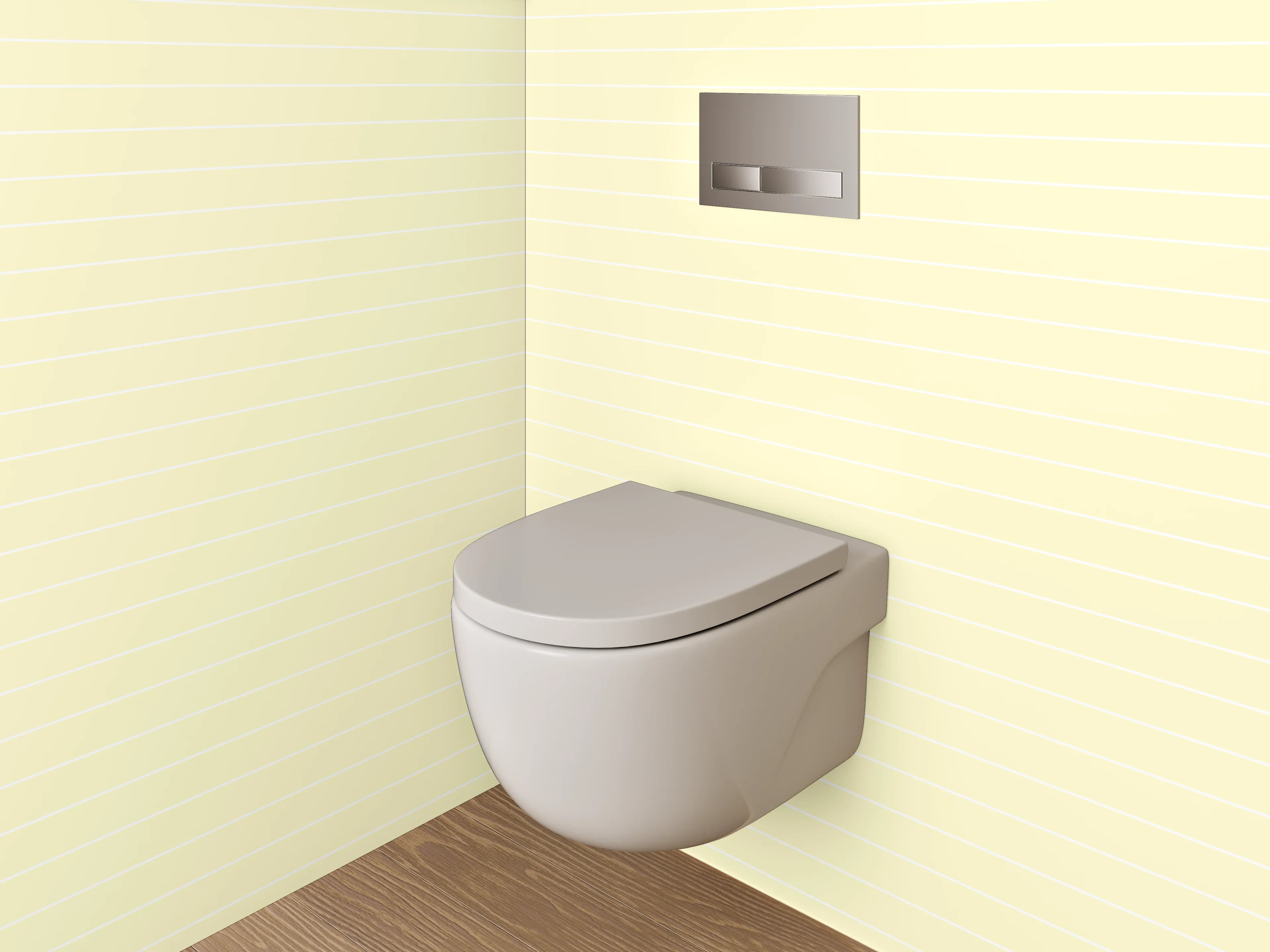 WC-Rückwand - Beige Linienmuster auf hellgelbem Grund