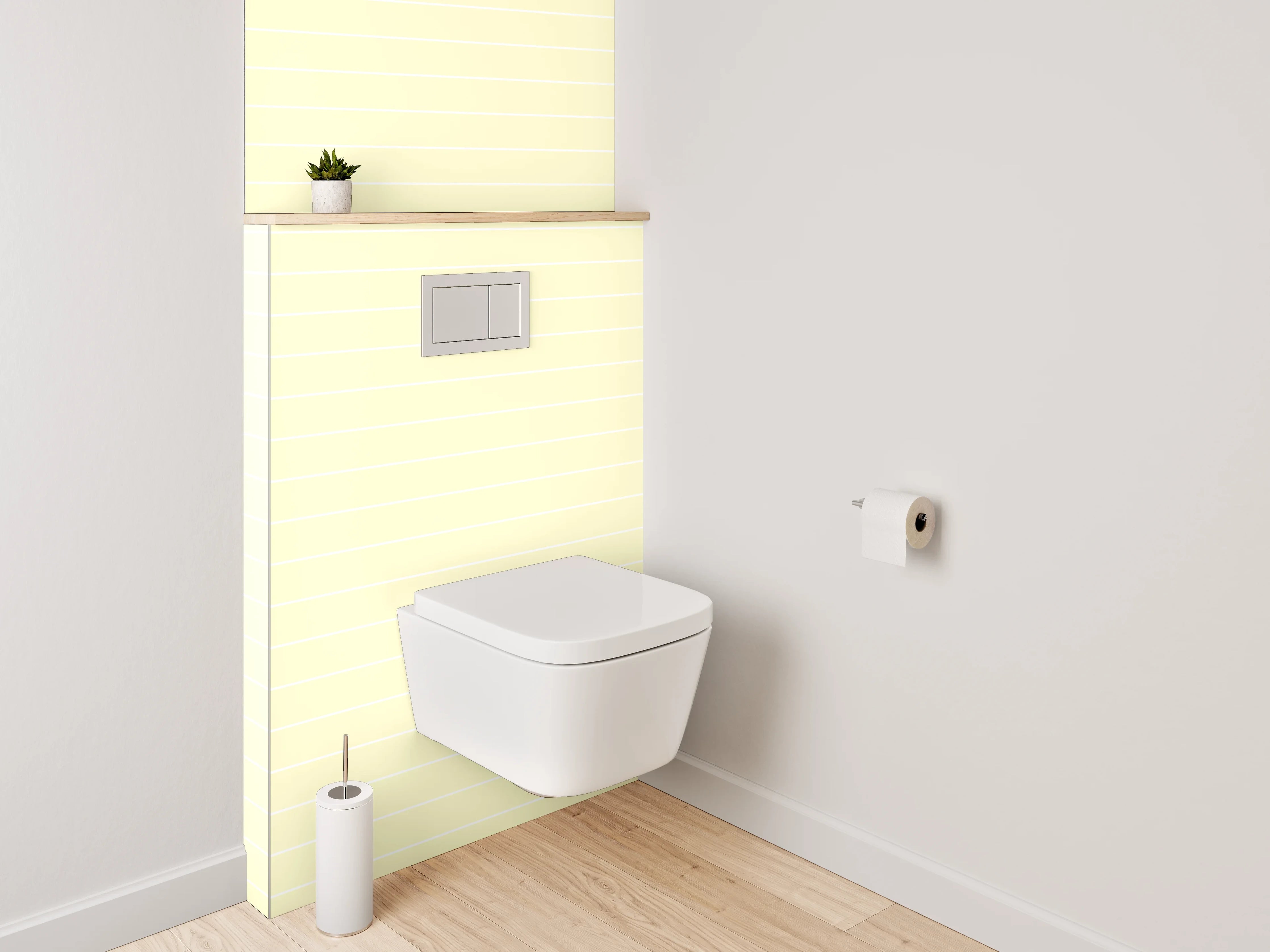 WC-Rückwand - Beige Linienmuster auf hellgelbem Grund