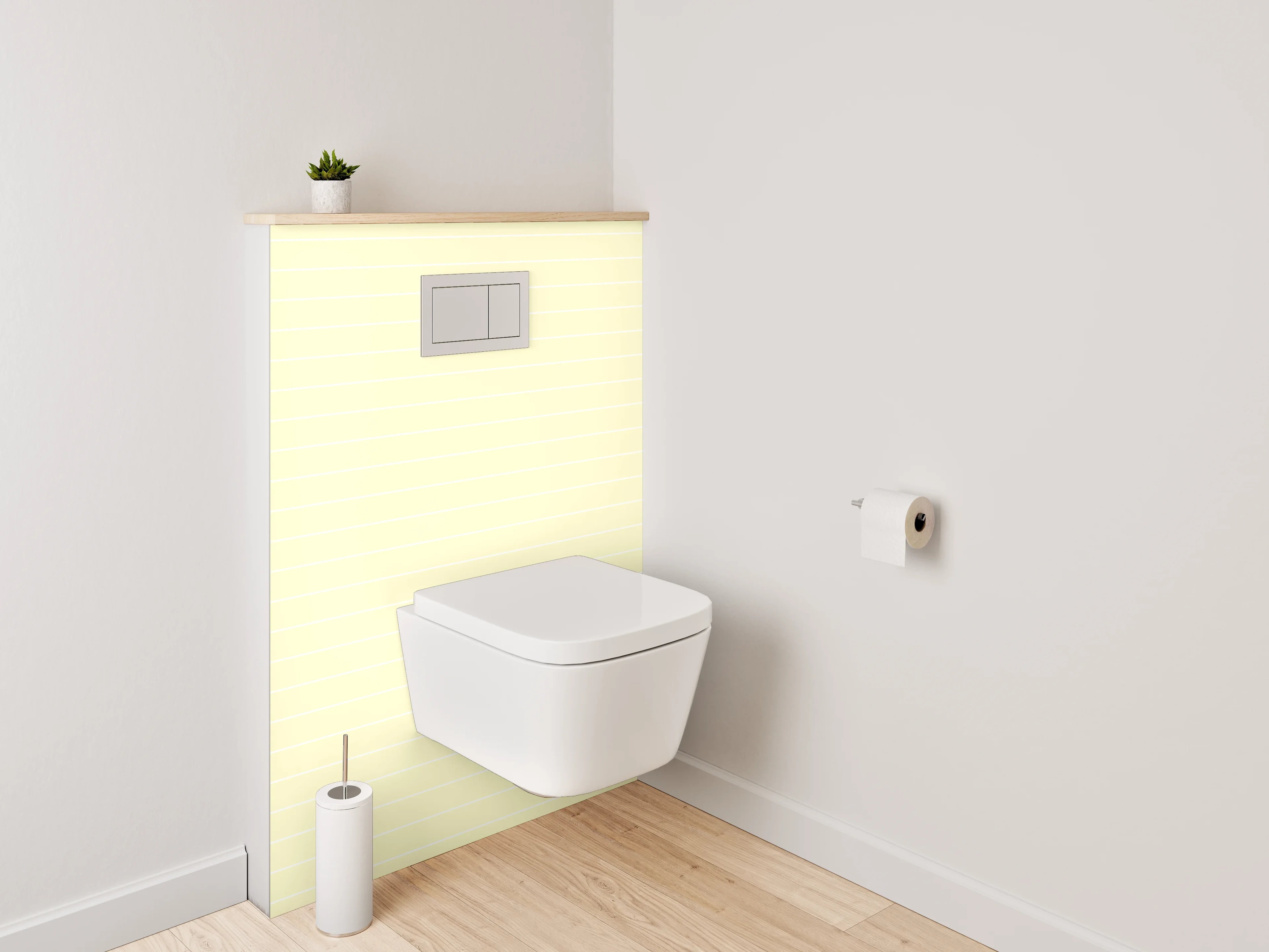 WC-Rückwand - Beige Linienmuster auf hellgelbem Grund