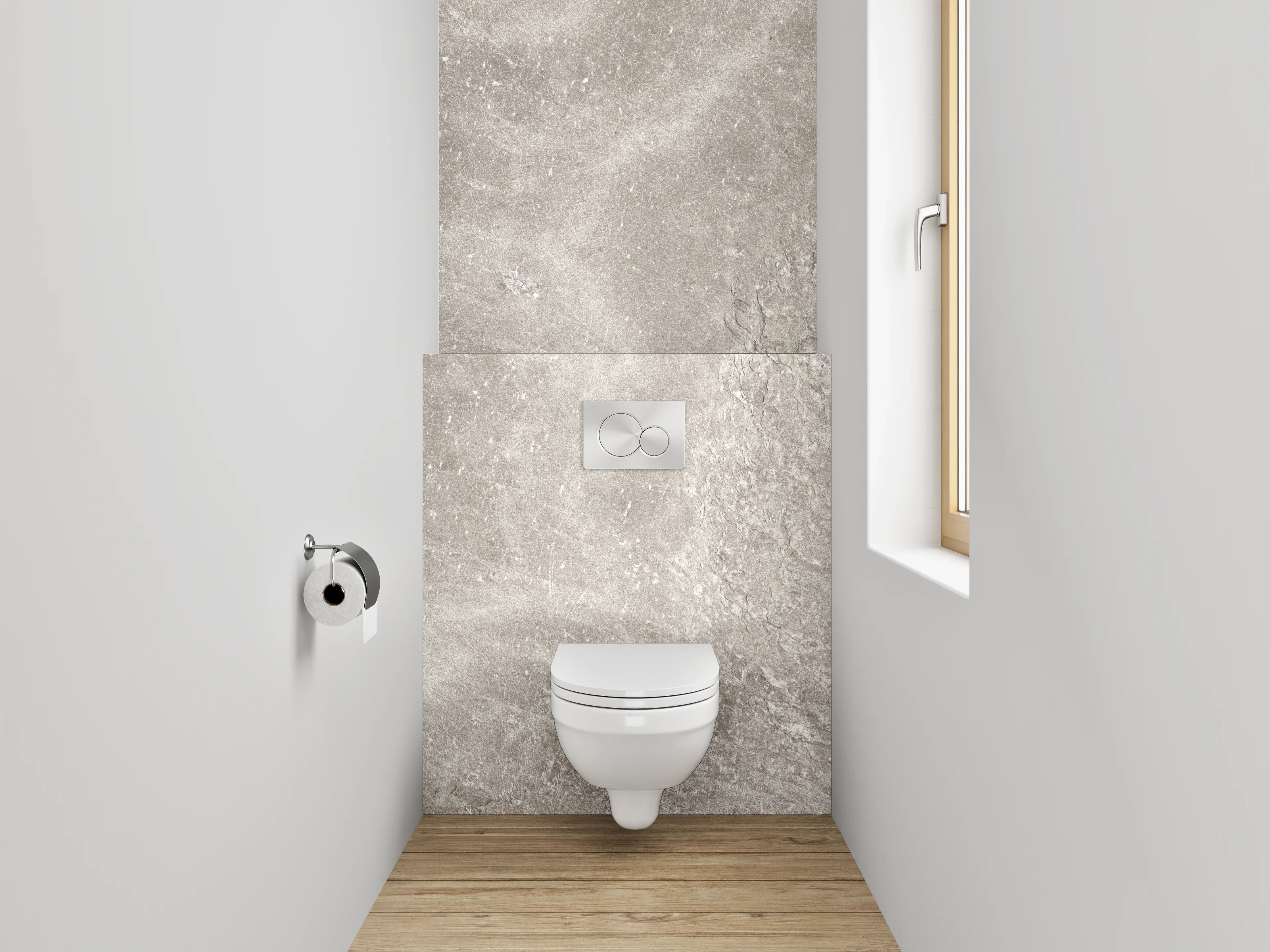WC-Rückwand - Beige Marmor-Textur mit grauen Nuancen
