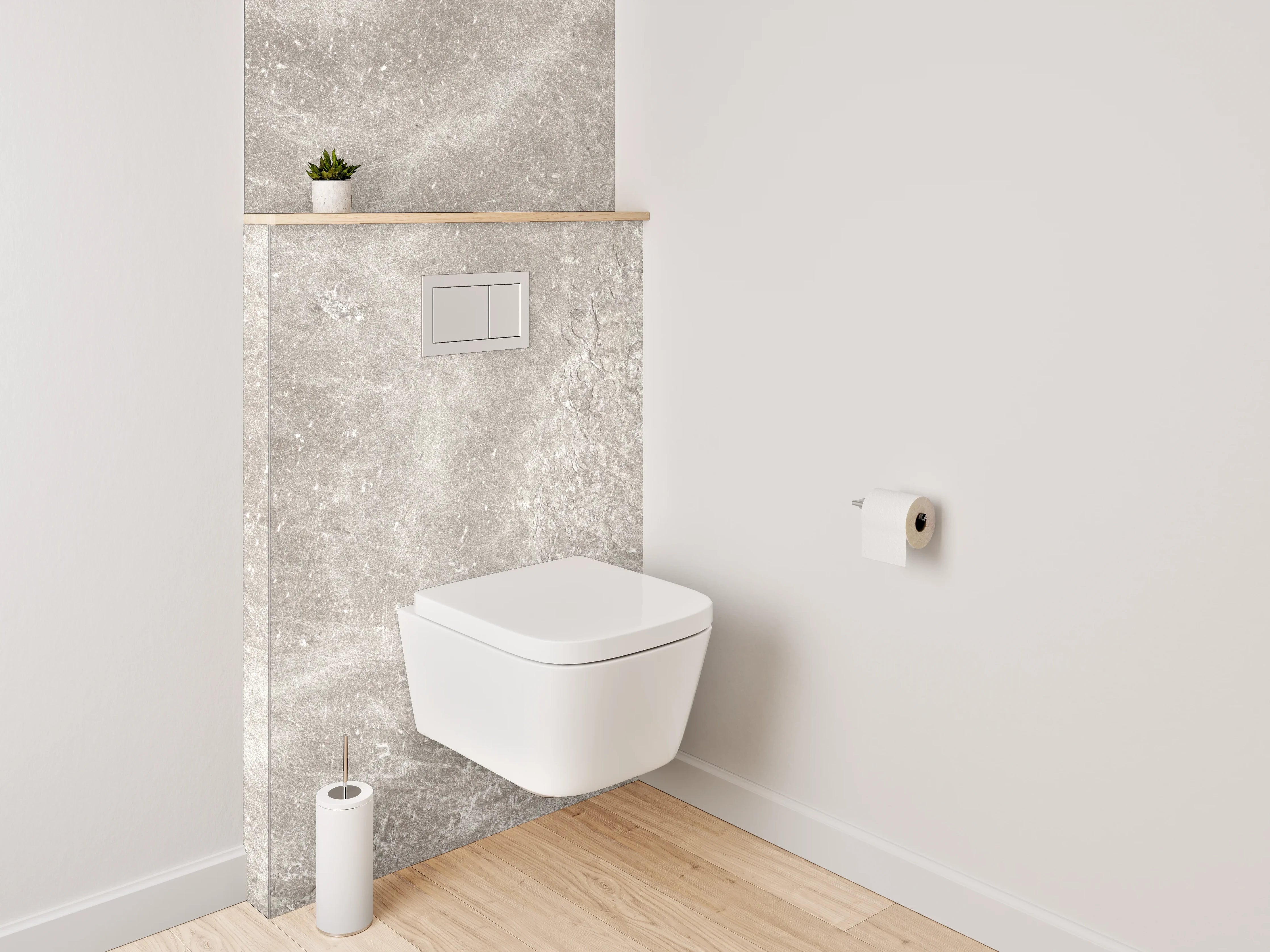 WC-Rückwand - Beige Marmor-Textur mit grauen Nuancen