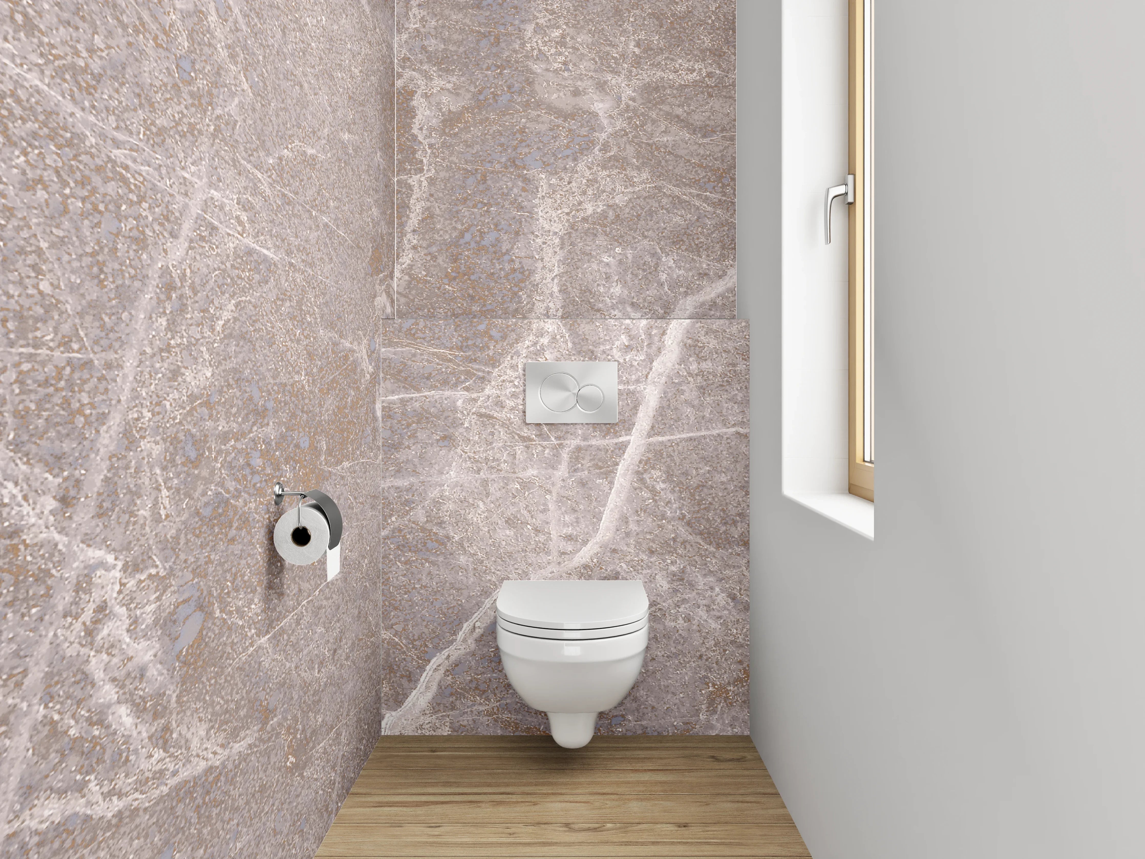 WC-Rückwand - Beige Marmoroptik Fliesenstruktur
