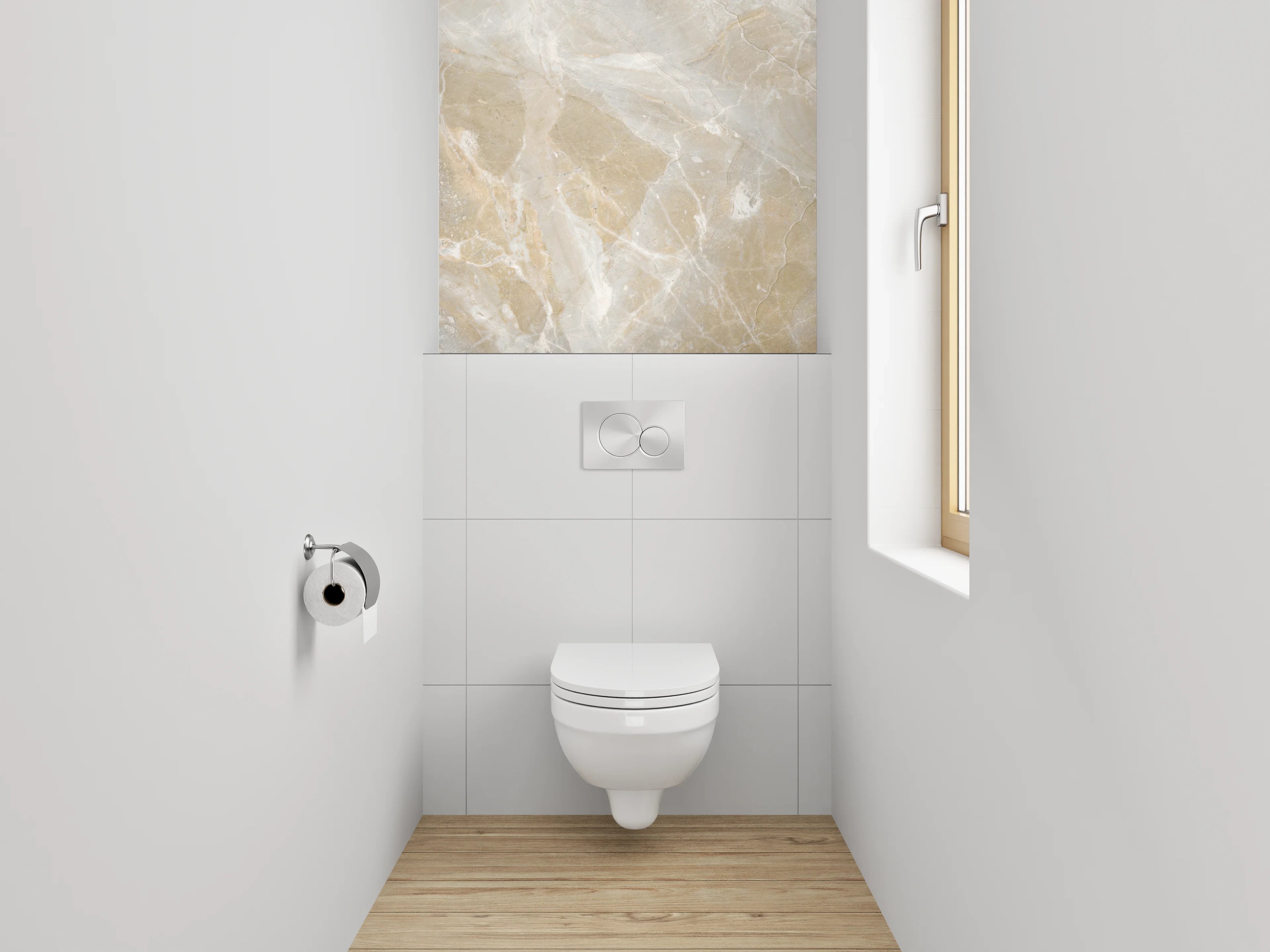 WC-Rückwand - Beige Marmoroptik Steinfliese