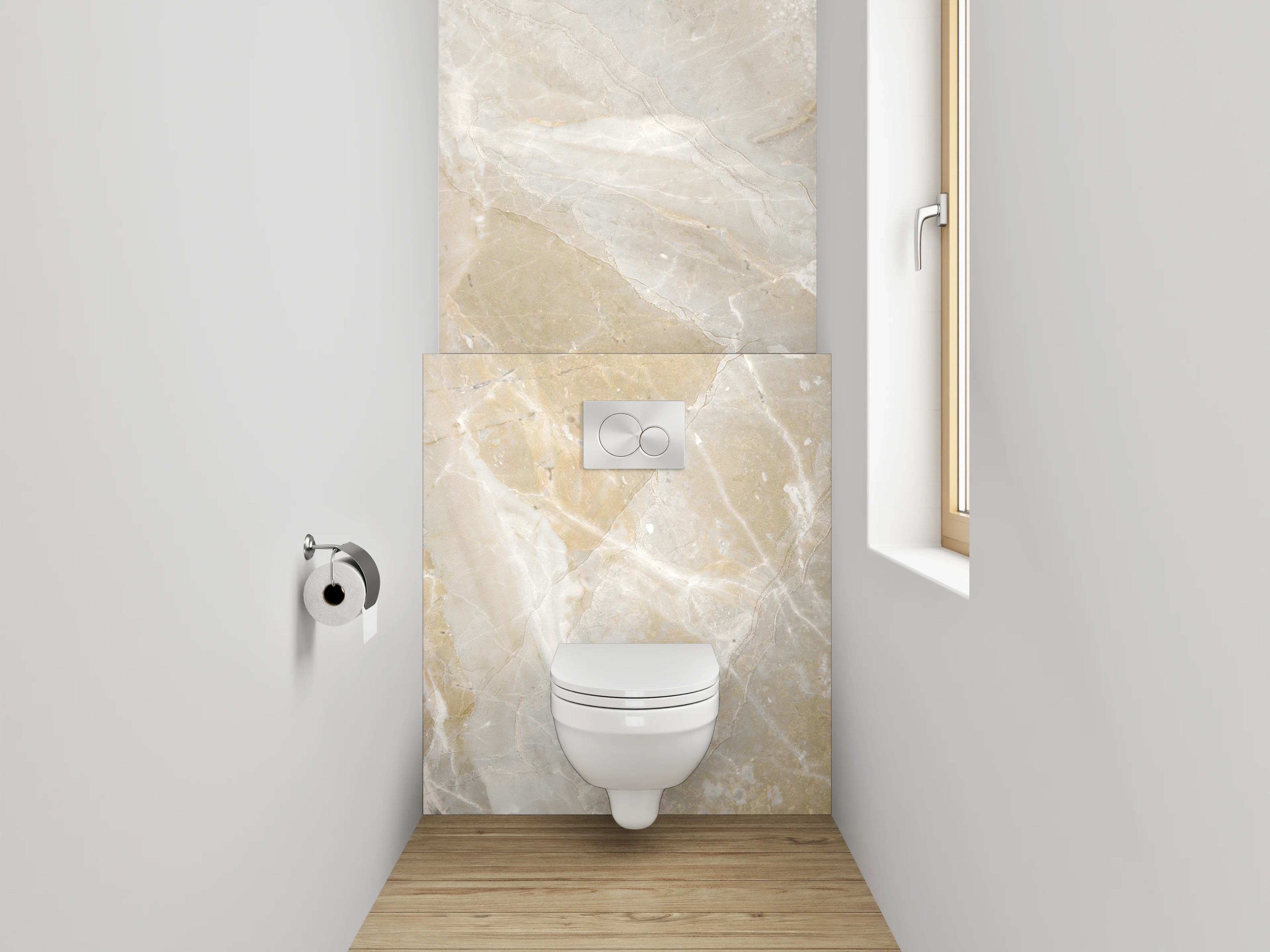 WC-Rückwand - Beige Marmoroptik Steinfliese
