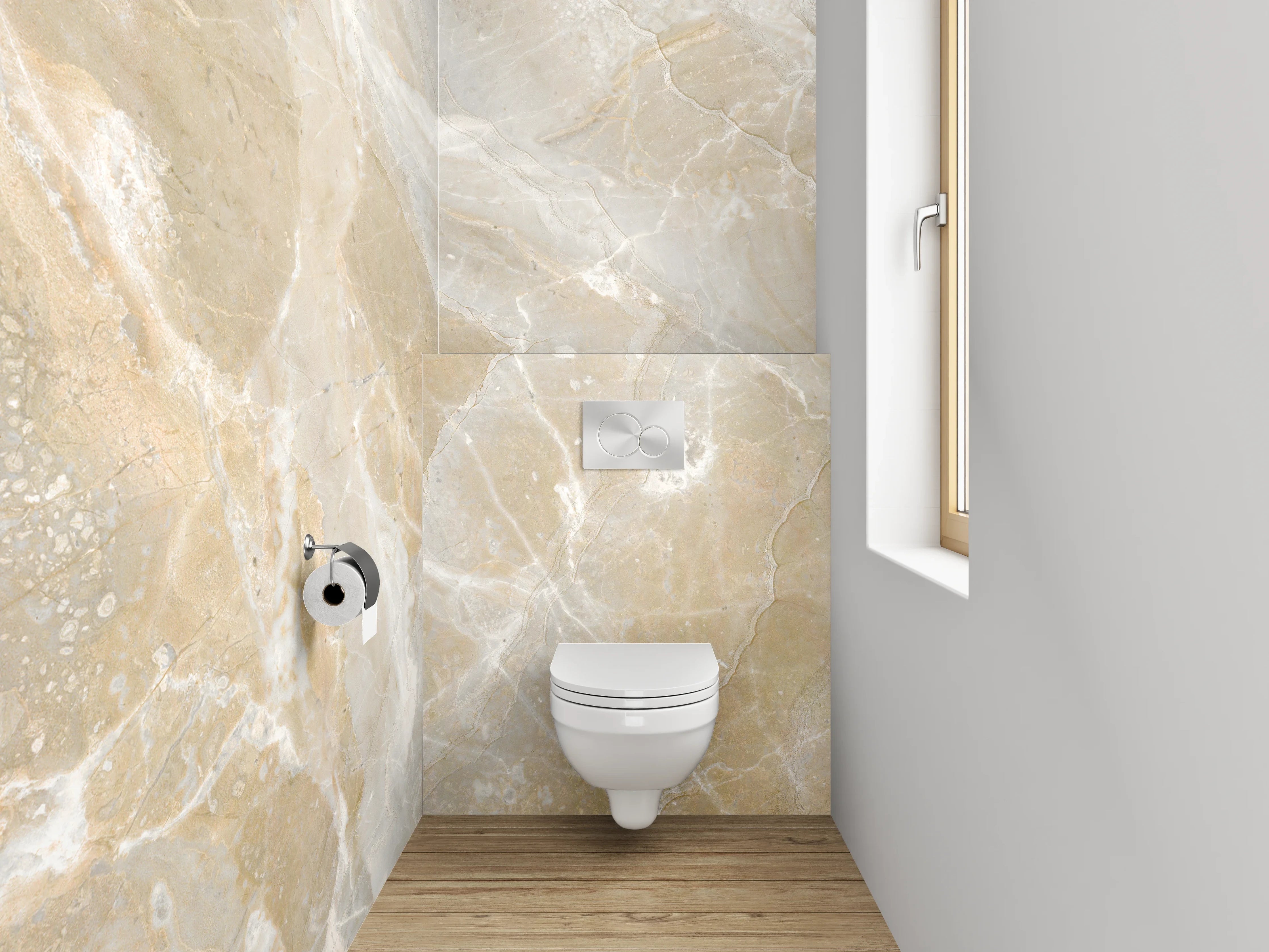WC-Rückwand - Beige Marmoroptik Steinfliese