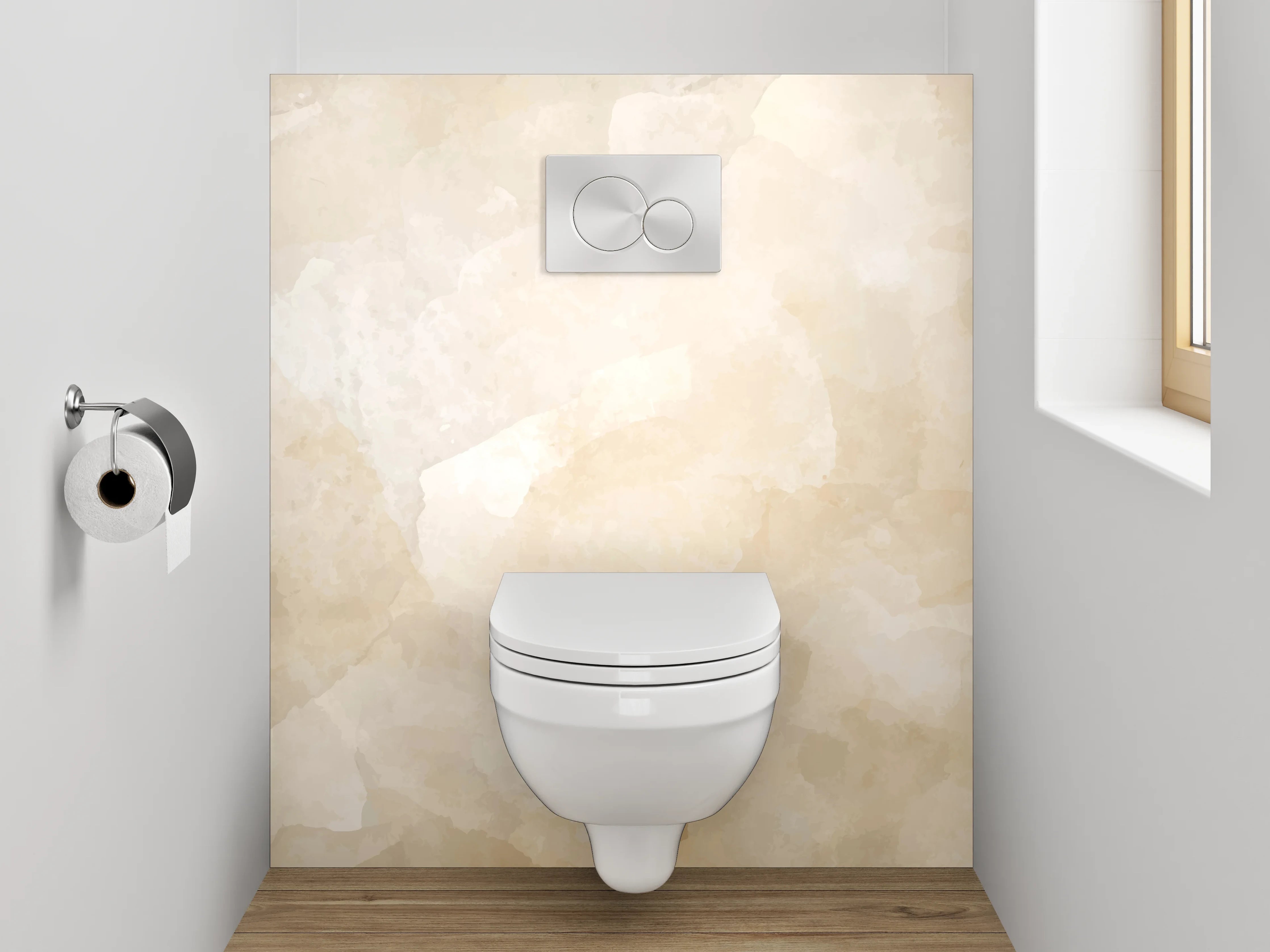 WC-Rückwand - Beige Marmorstruktur Wandbild