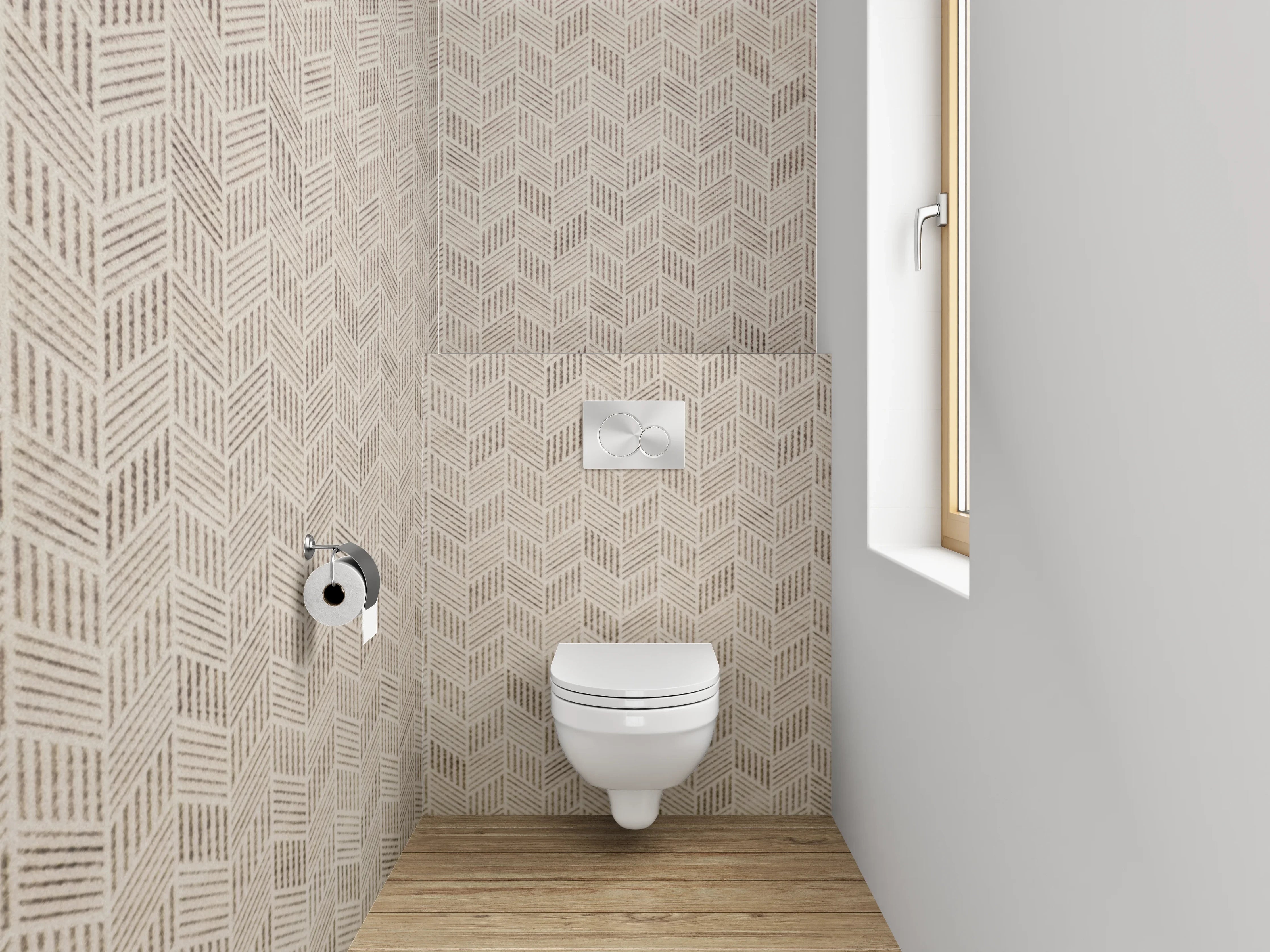 WC-Rückwand - Beige Mosaik-Optik Stein Muster