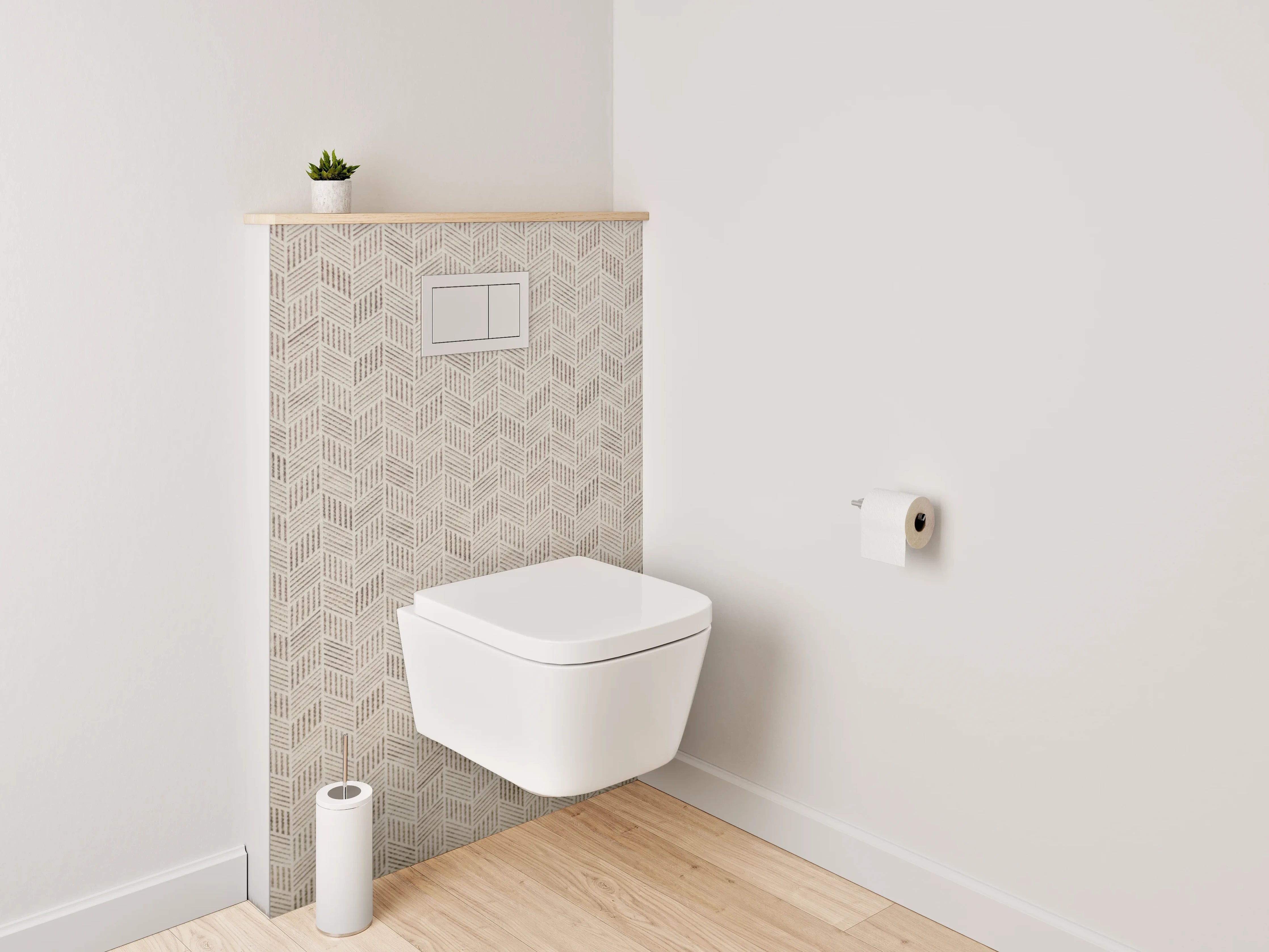 WC-Rückwand - Beige Mosaik-Optik Stein Muster