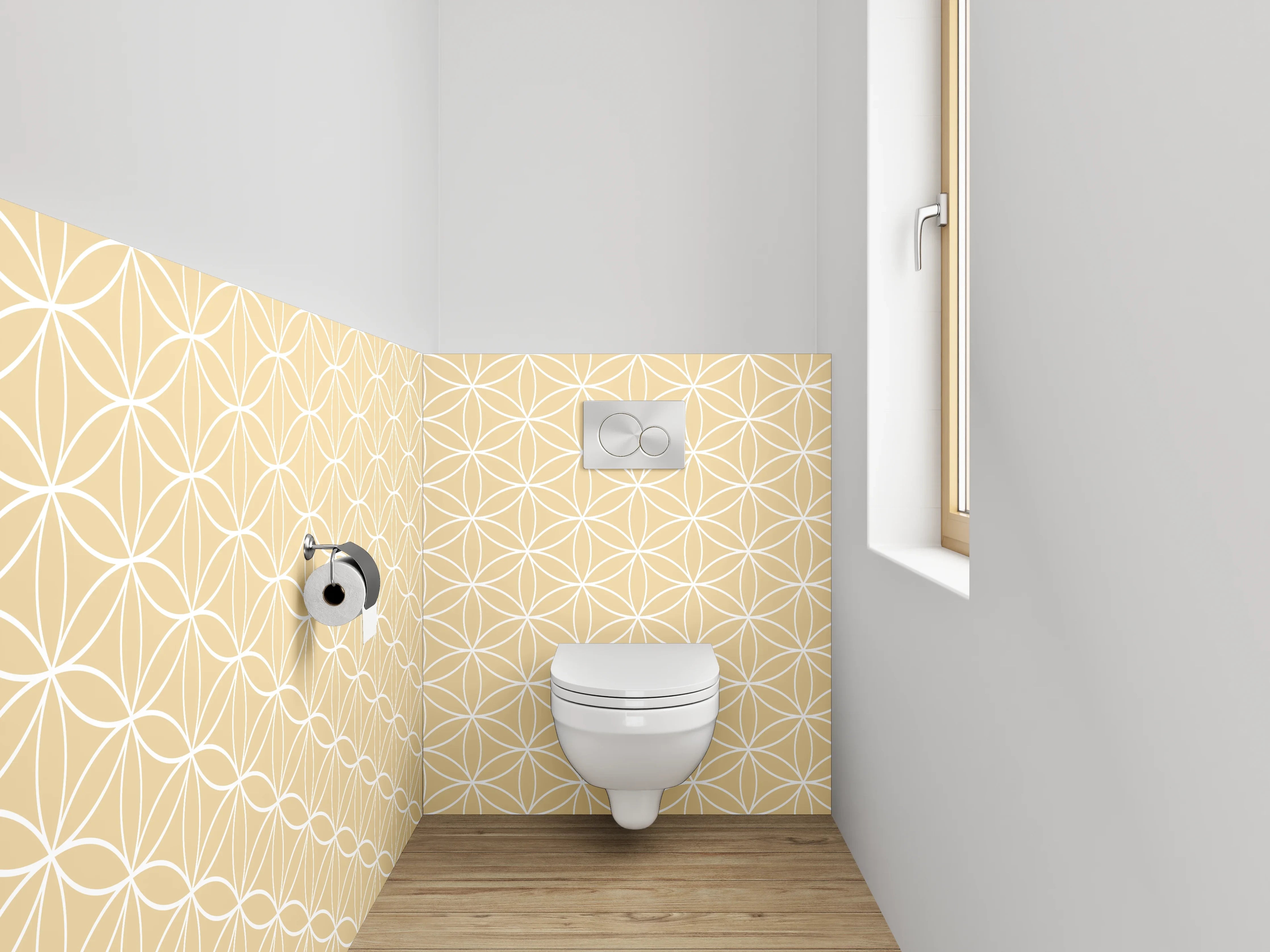 WC-Rückwand - Beige Muster mit geometrischen Linien