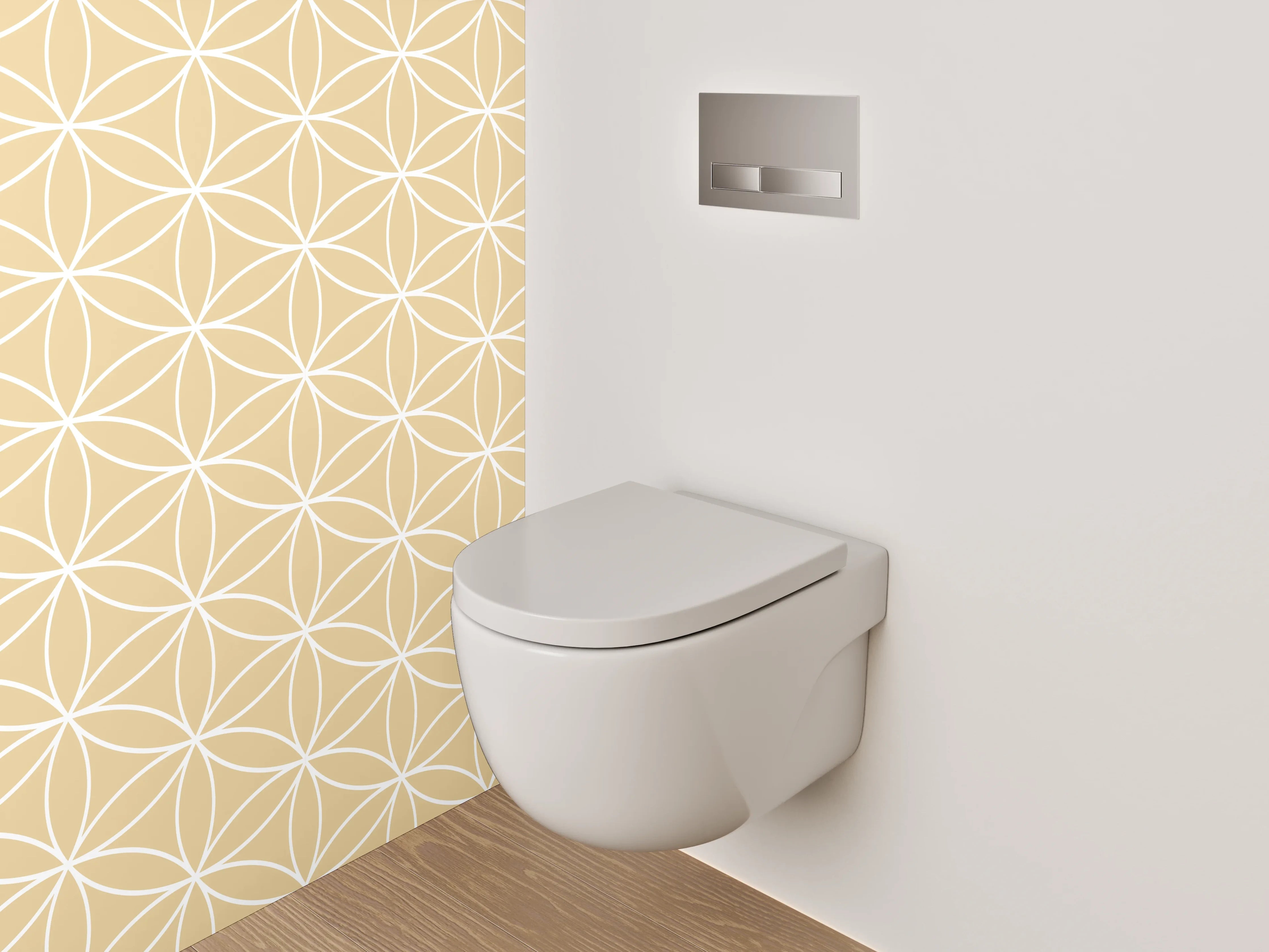 WC-Rückwand - Beige Muster mit geometrischen Linien