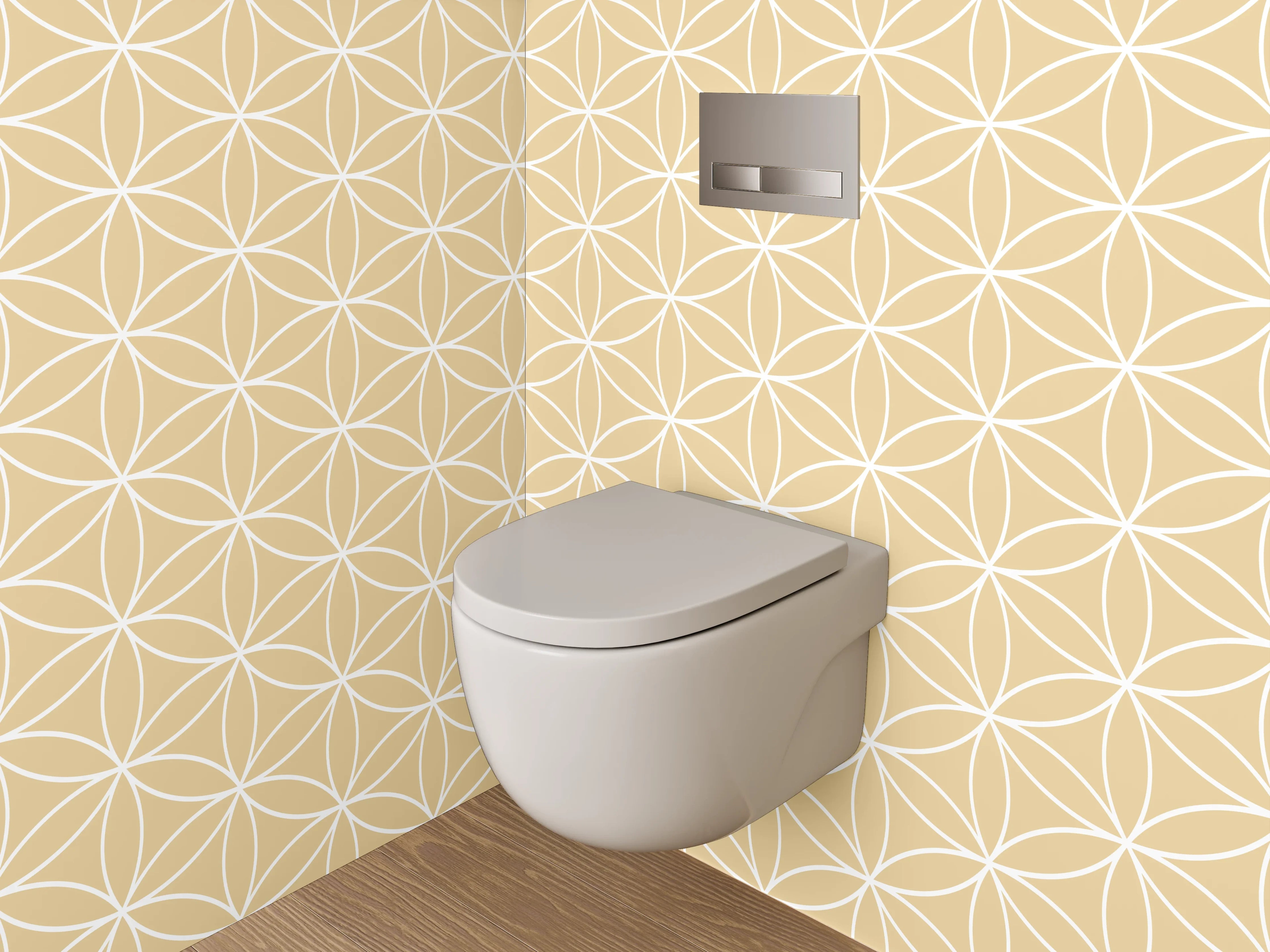 WC-Rückwand - Beige Muster mit geometrischen Linien