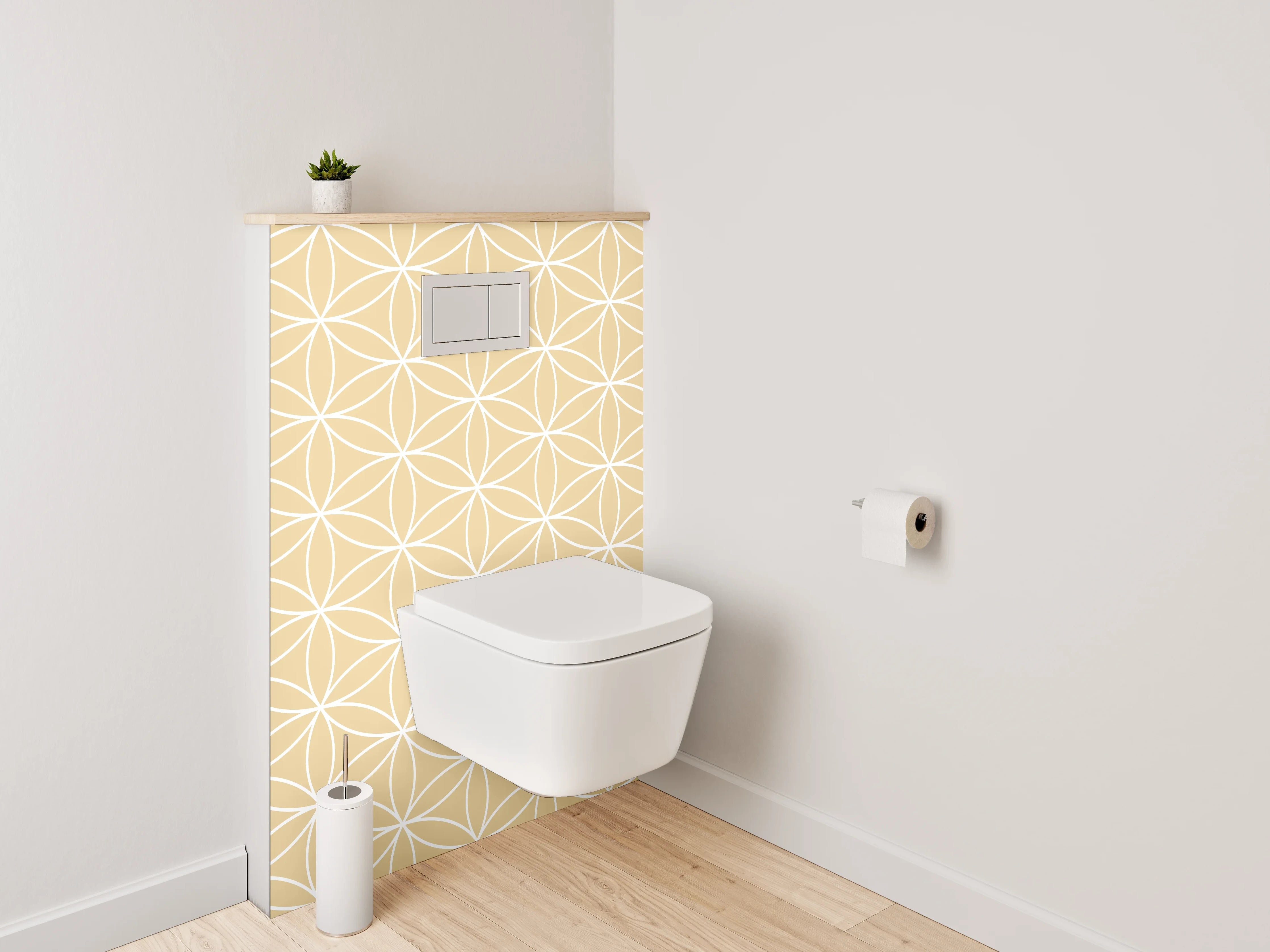 WC-Rückwand - Beige Muster mit geometrischen Linien