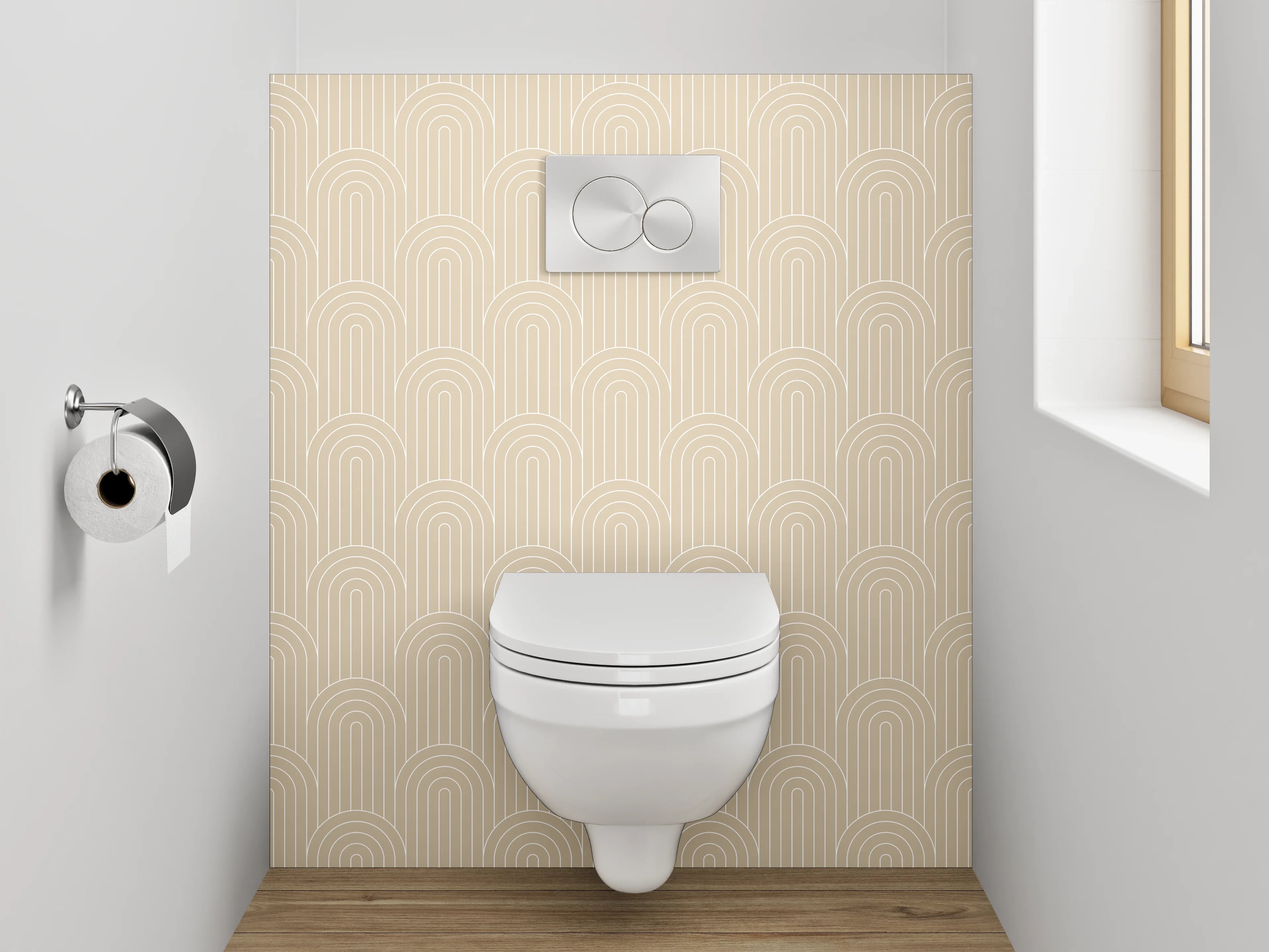 WC-Rückwand - Beige Retro Muster Kreise Tapete