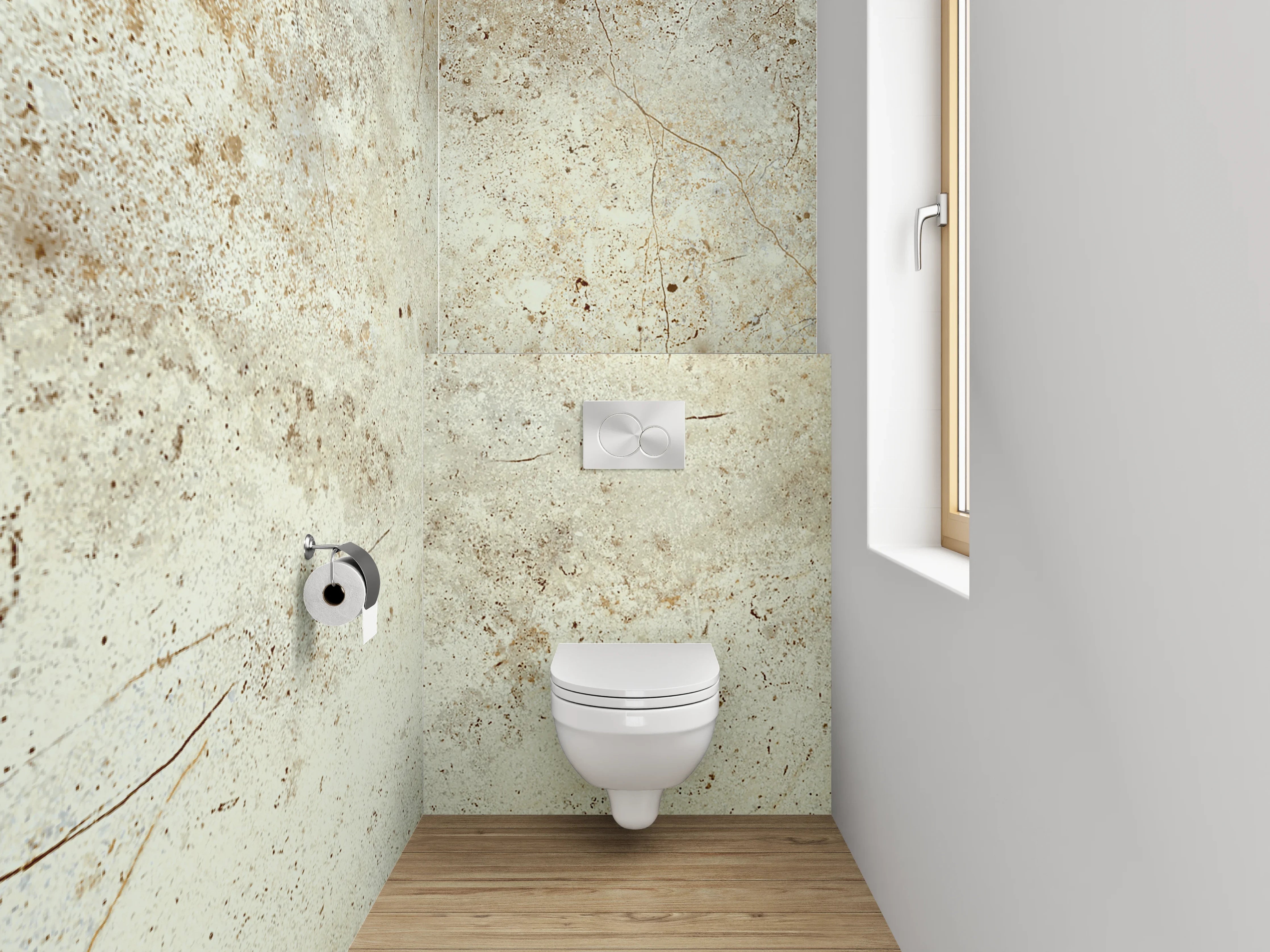 WC-Rückwand - Beige Steinfliese mit Naturtextur