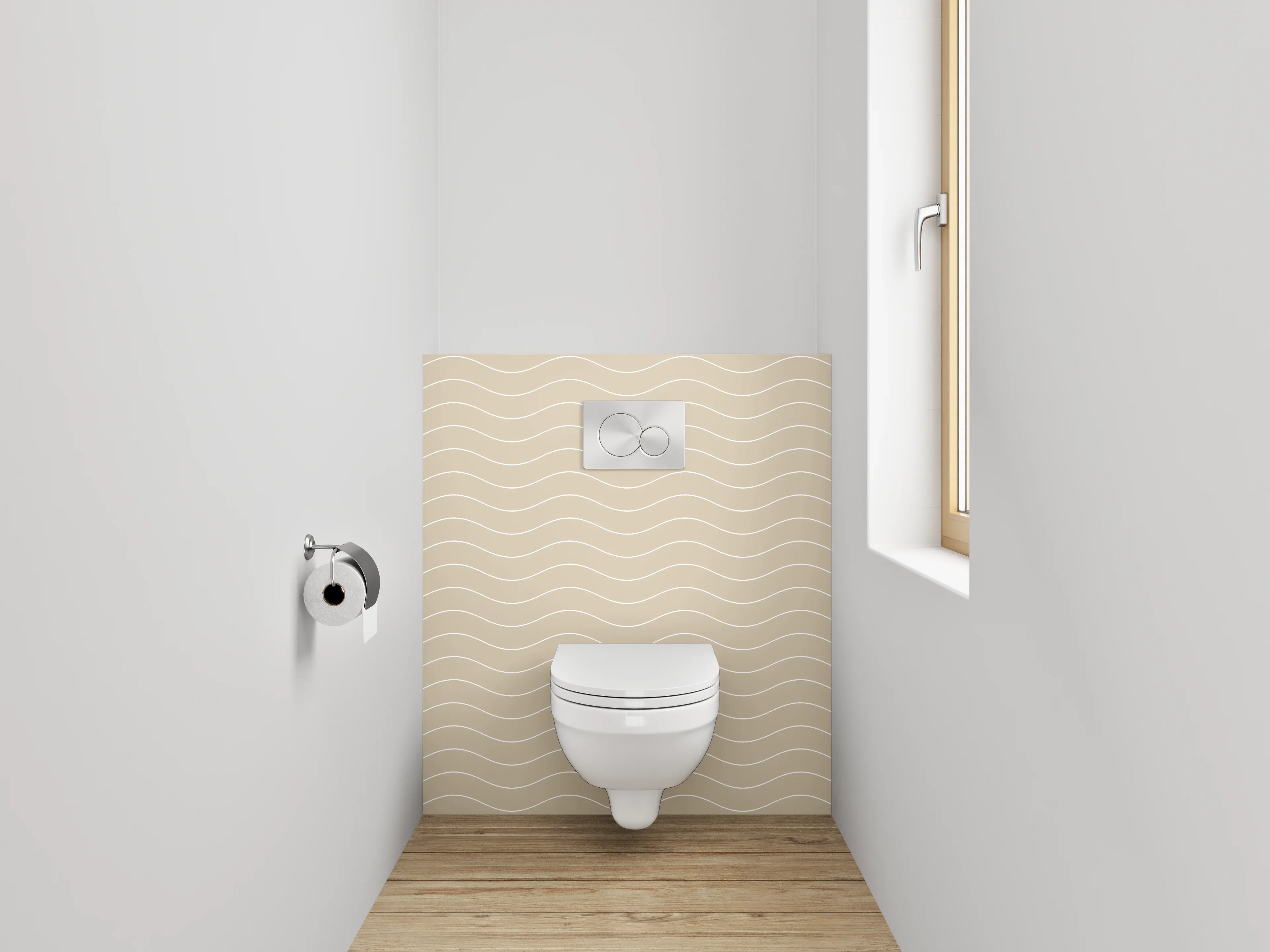 WC-Rückwand - Beige Wellenmuster Minimalistisch