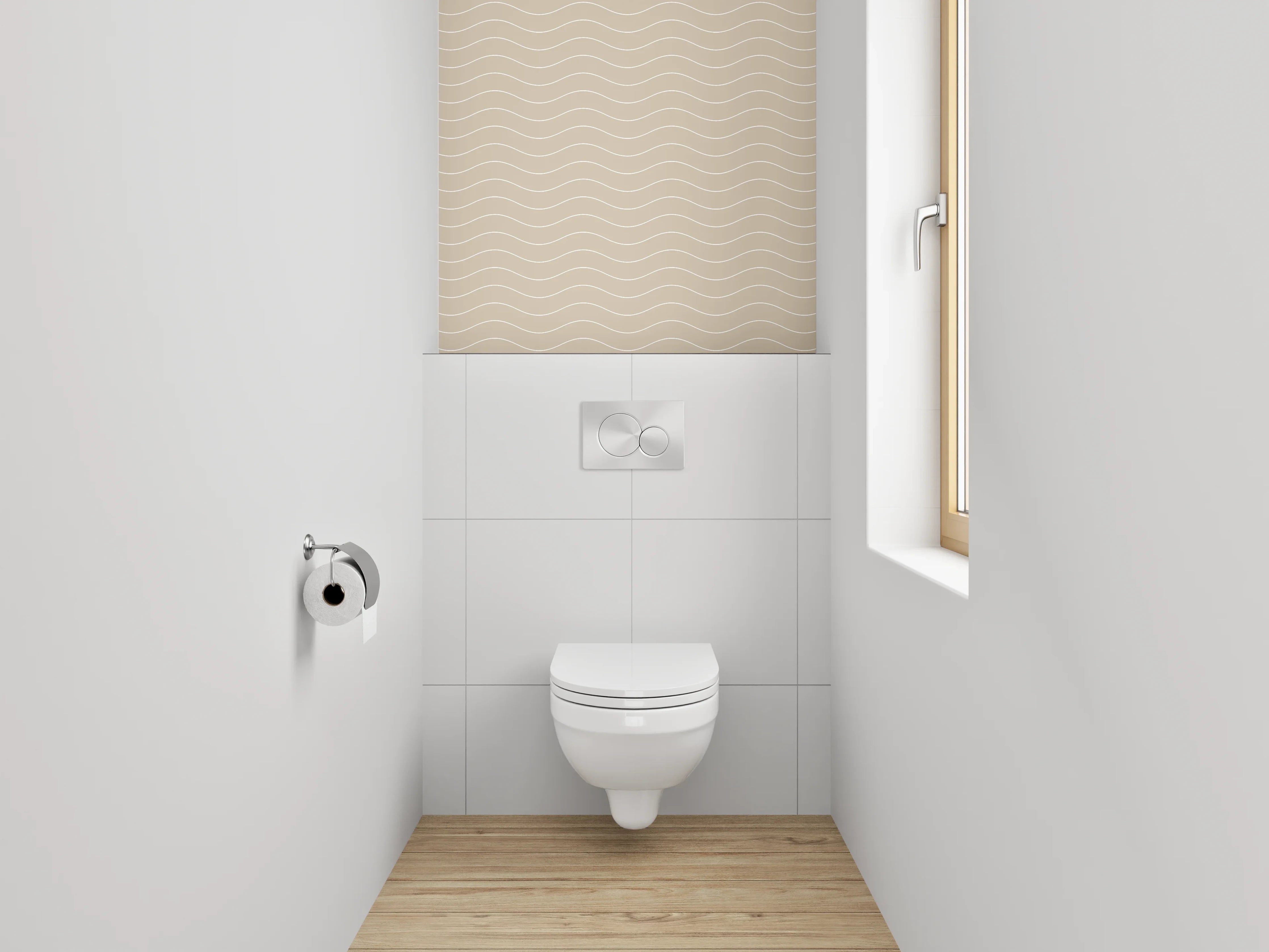 WC-Rückwand - Beige Wellenmuster Minimalistisch