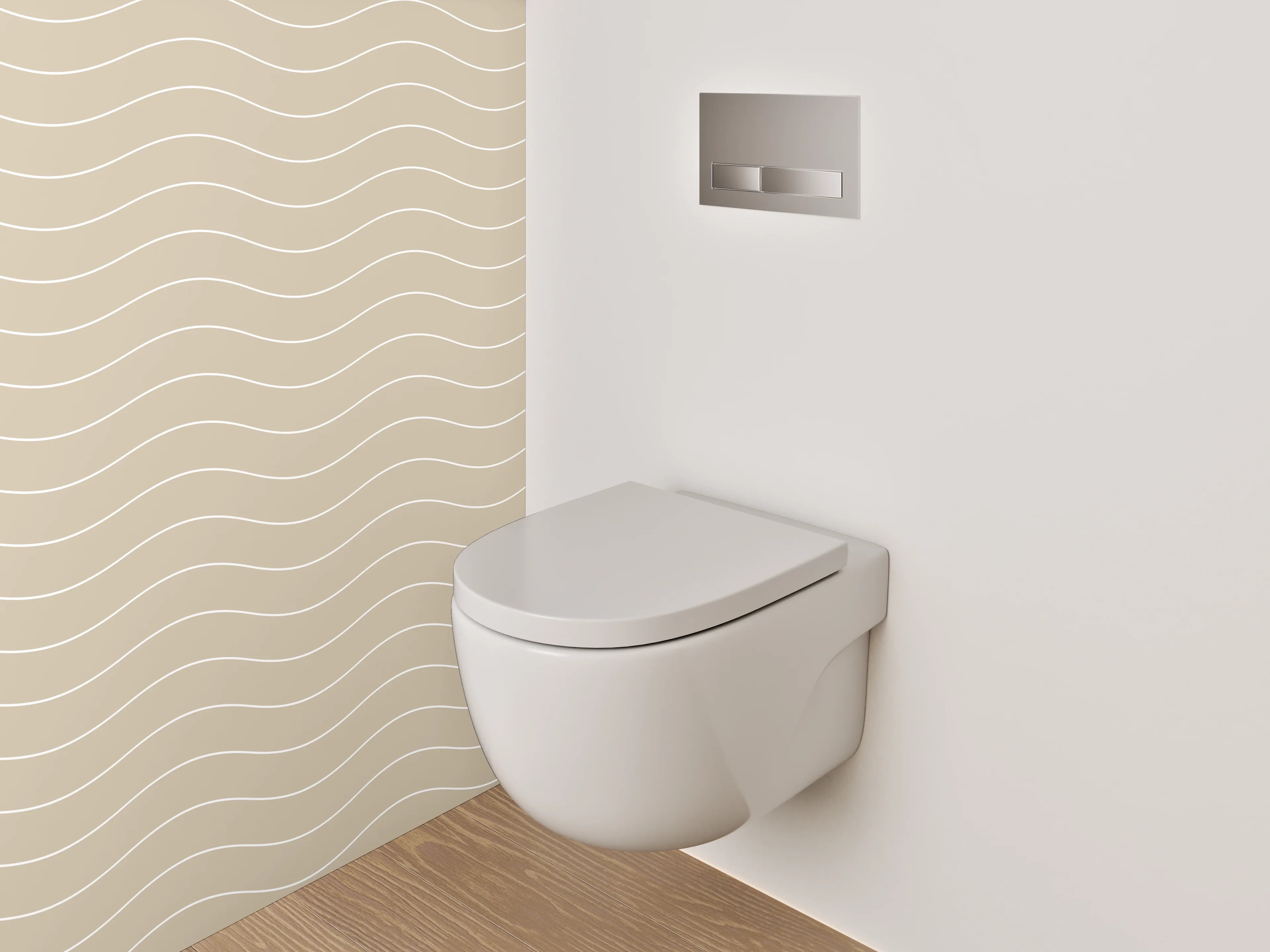 WC-Rückwand - Beige Wellenmuster Minimalistisch