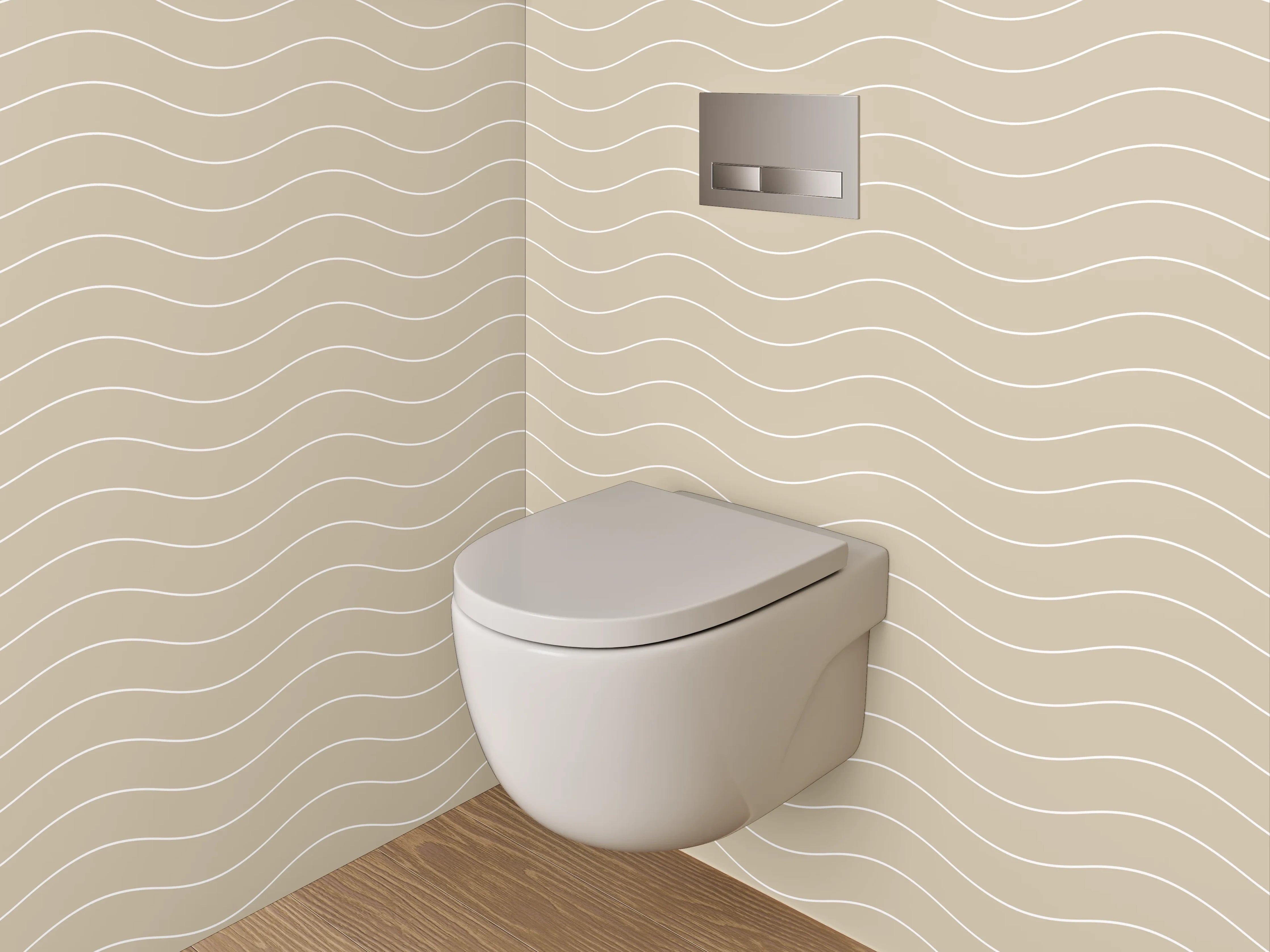 WC-Rückwand - Beige Wellenmuster Minimalistisch