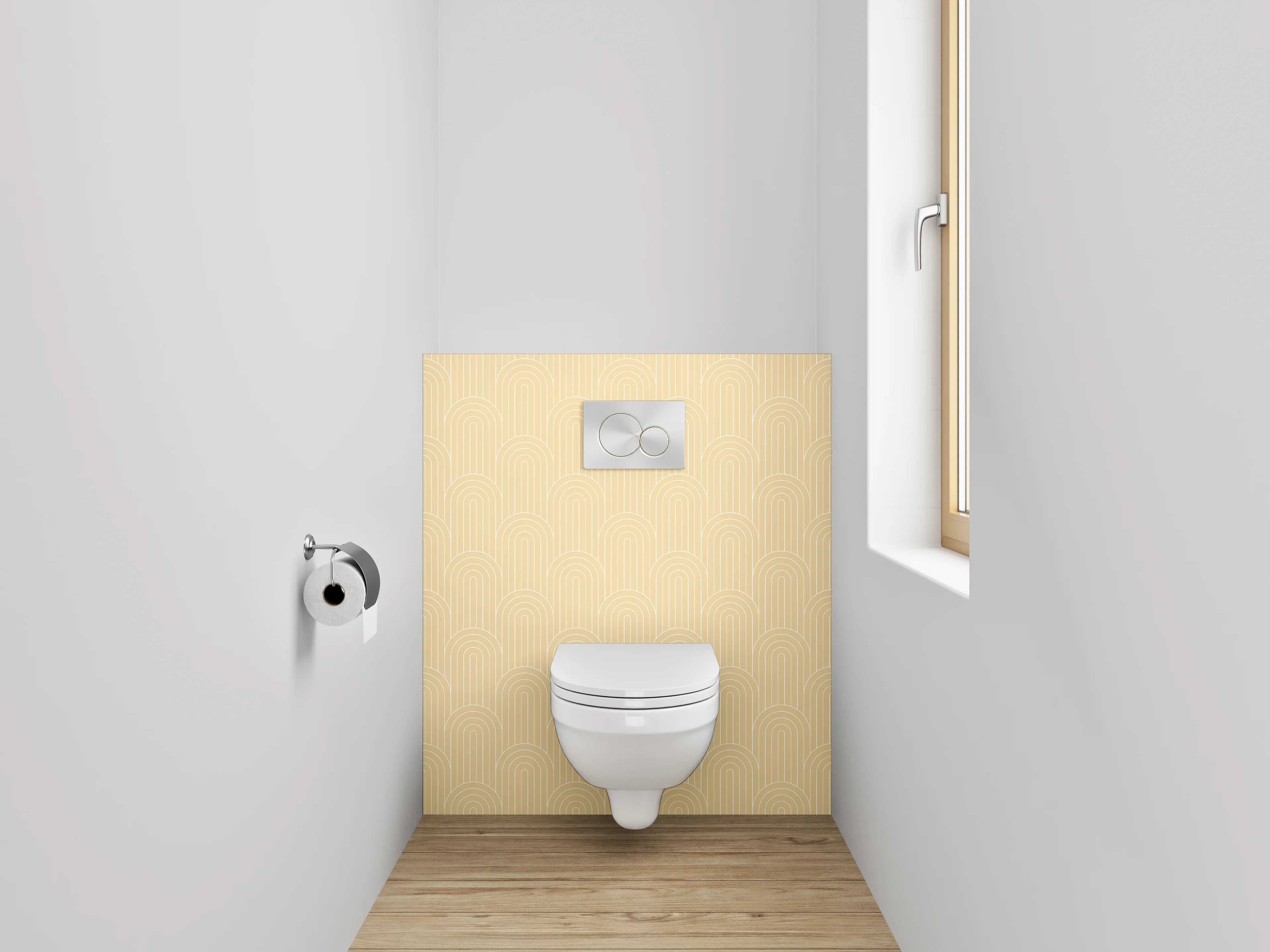 WC-Rückwand - Beige Wellenmuster Retro Tapete