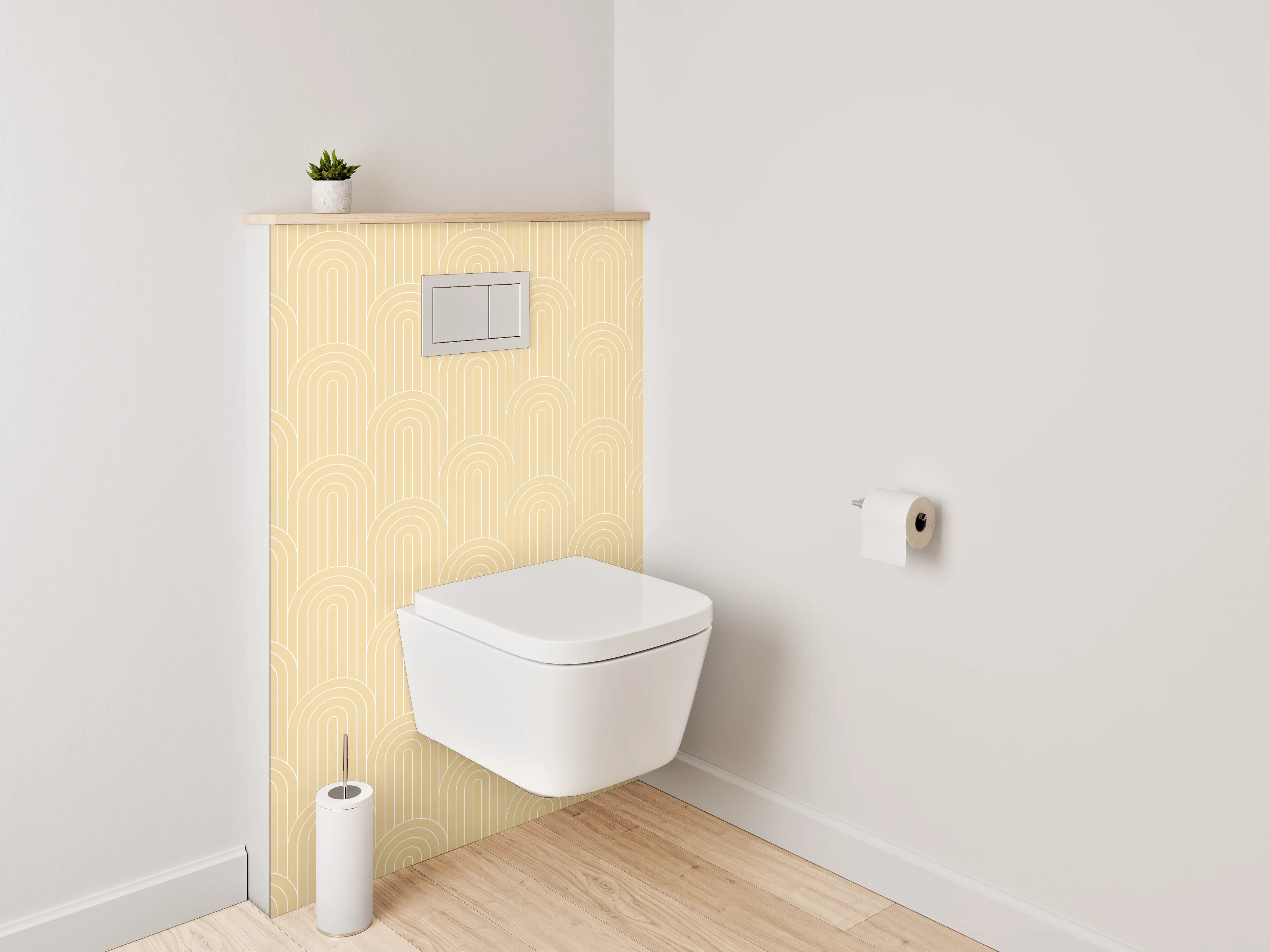 WC-Rückwand - Beige Wellenmuster Retro Tapete