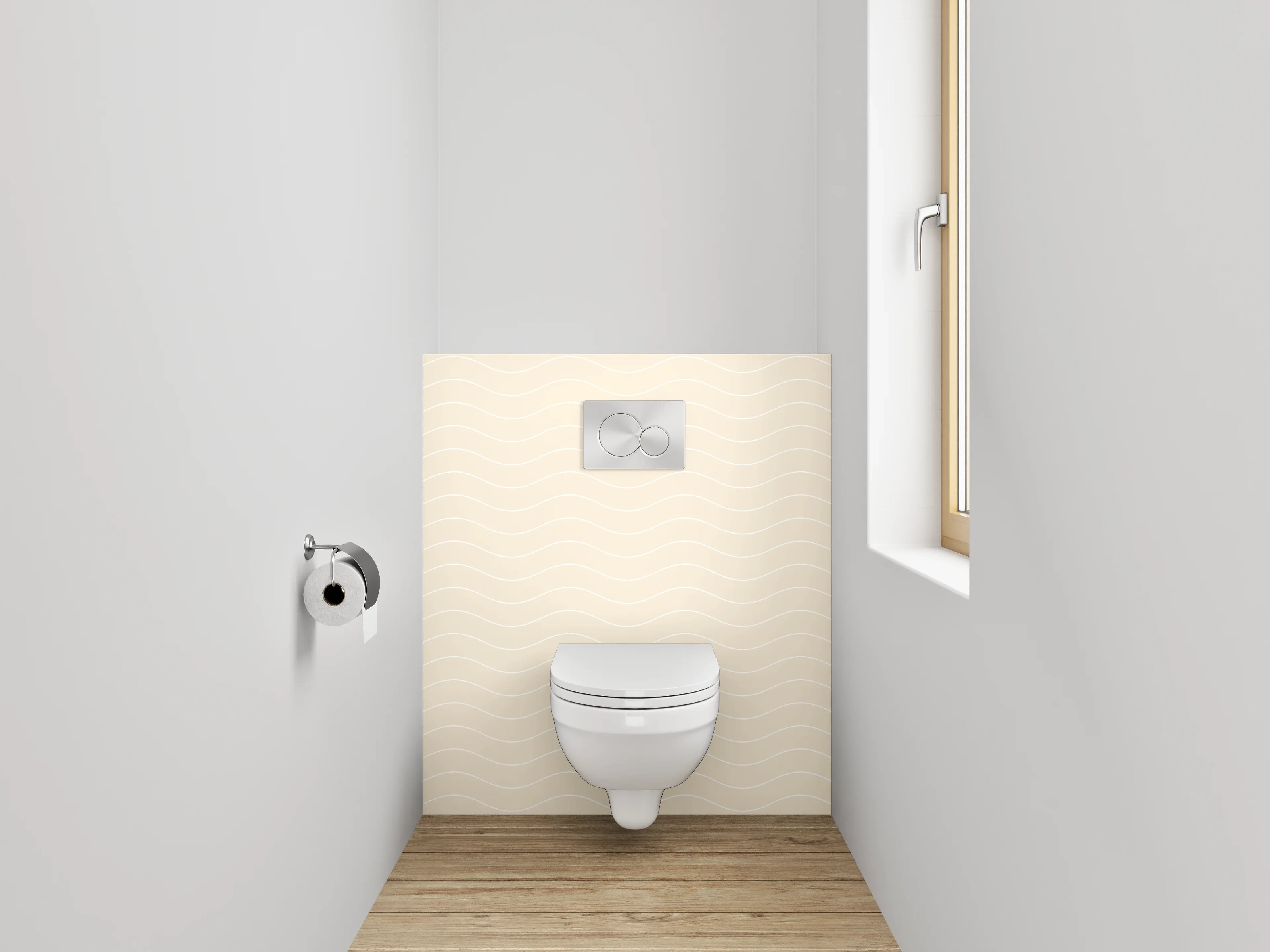WC-Rückwand - Beige Wellenmuster Tapete