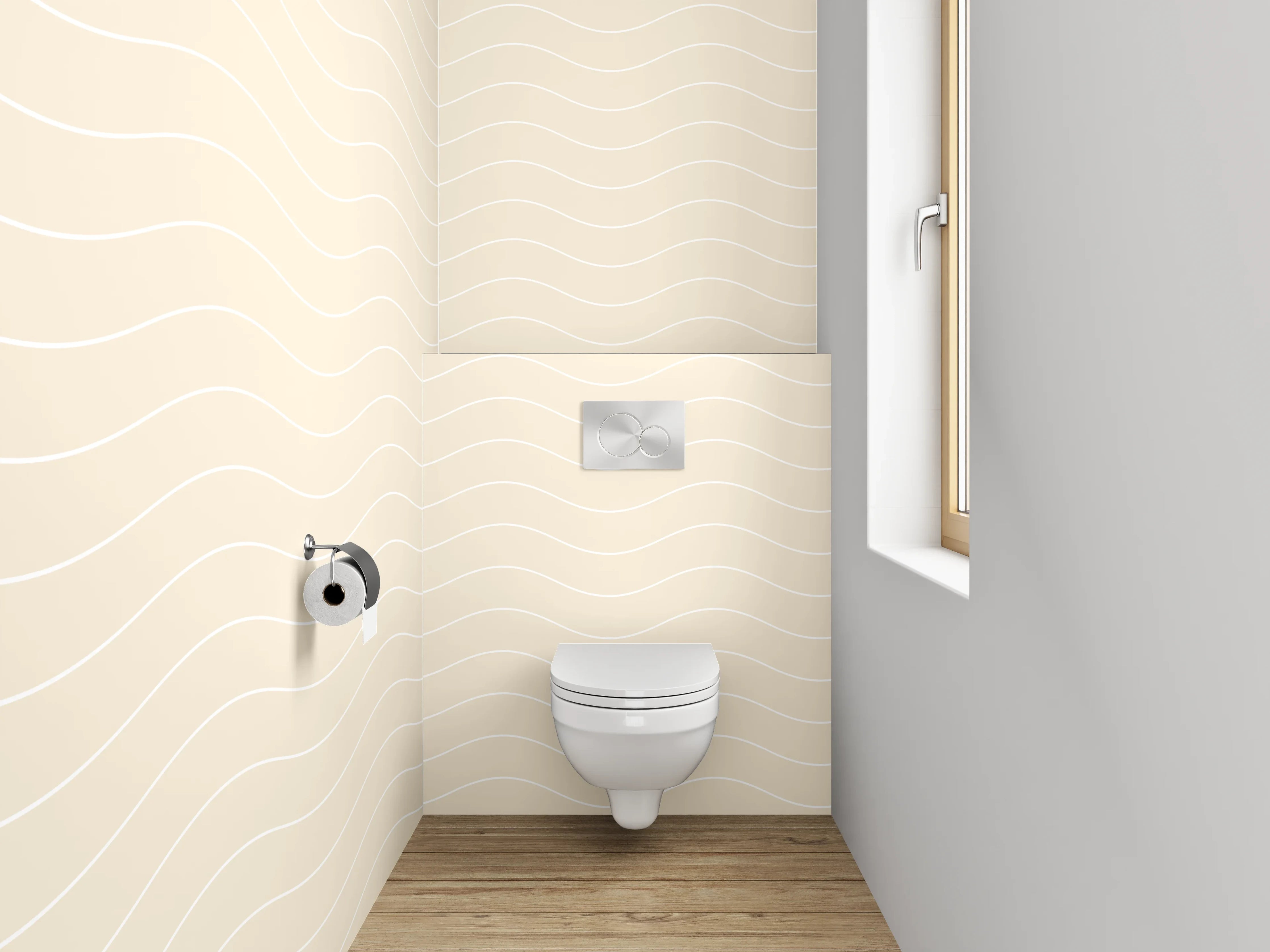 WC-Rückwand - Beige Wellenmuster Tapete