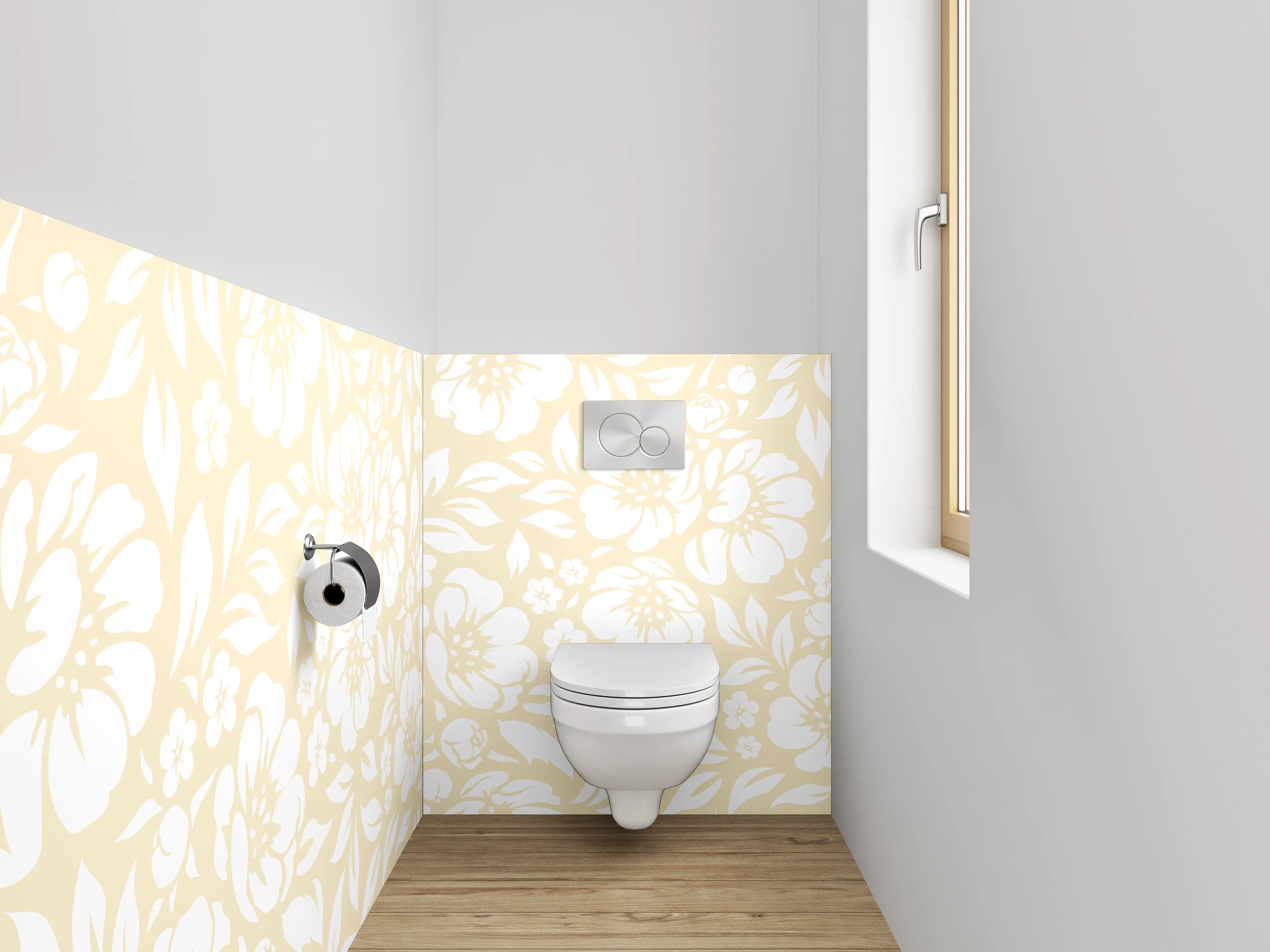 WC-Rückwand - Beige florales Muster Tapete