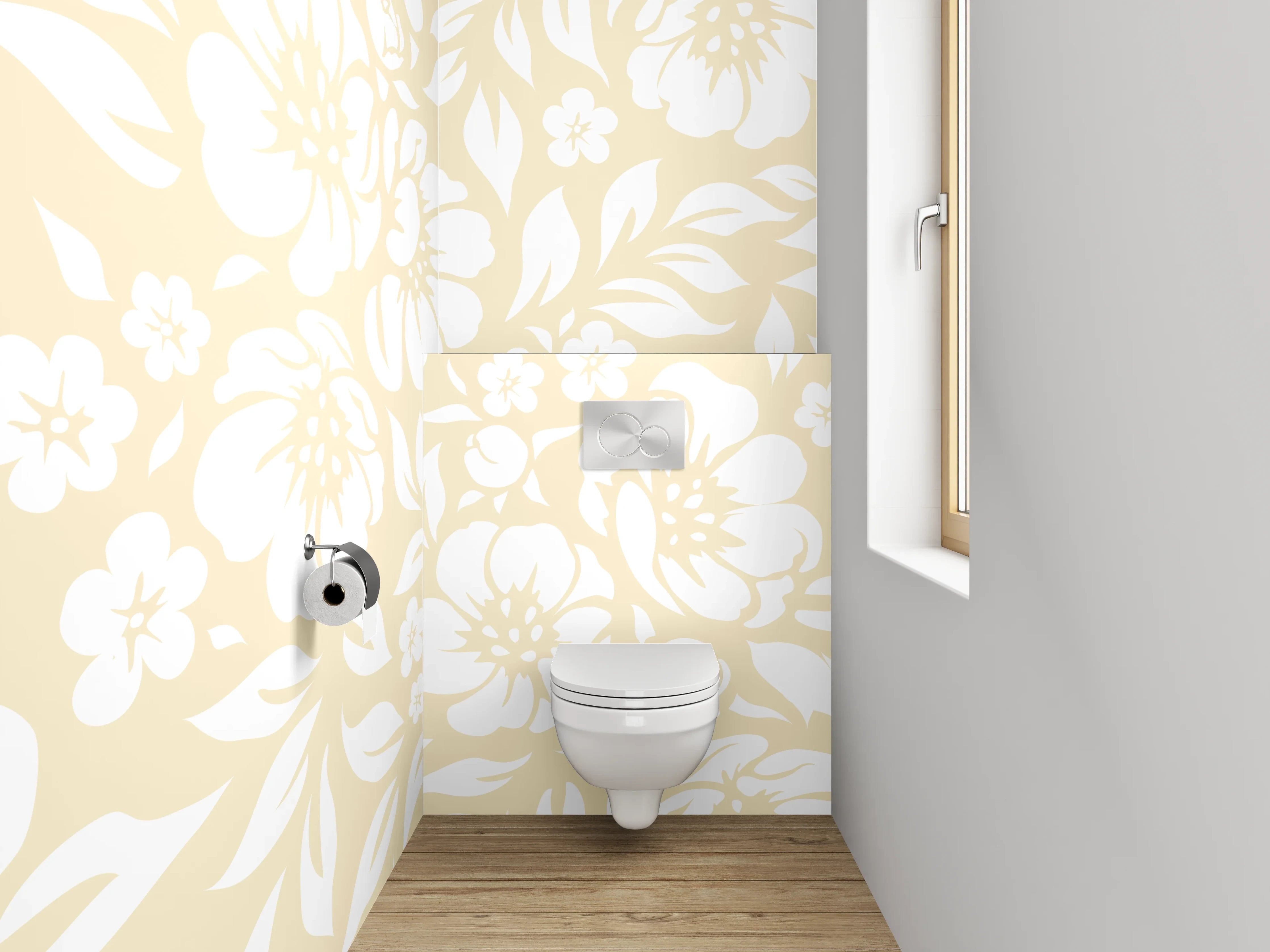 WC-Rückwand - Beige florales Muster Tapete