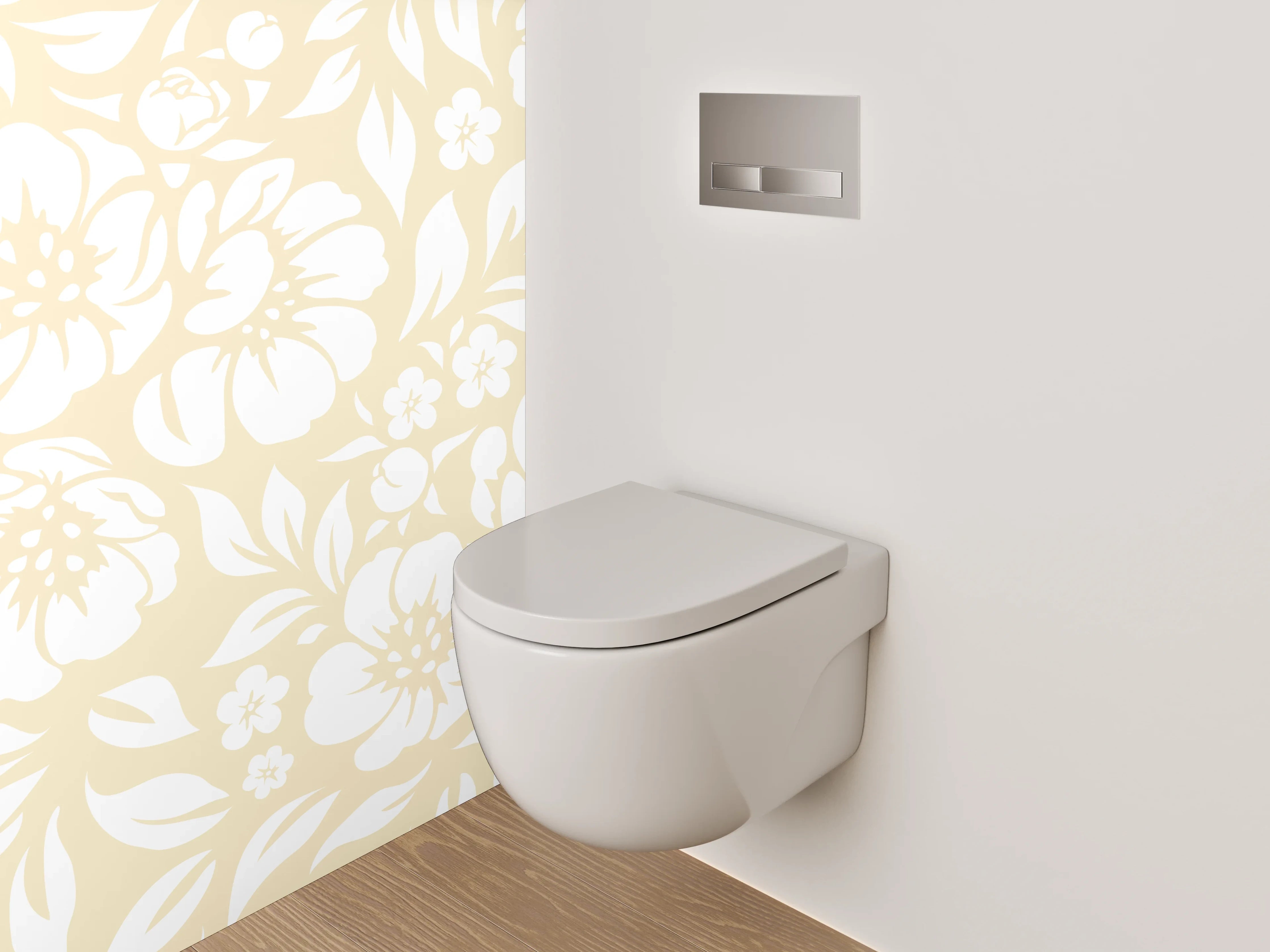 WC-Rückwand - Beige florales Muster Tapete