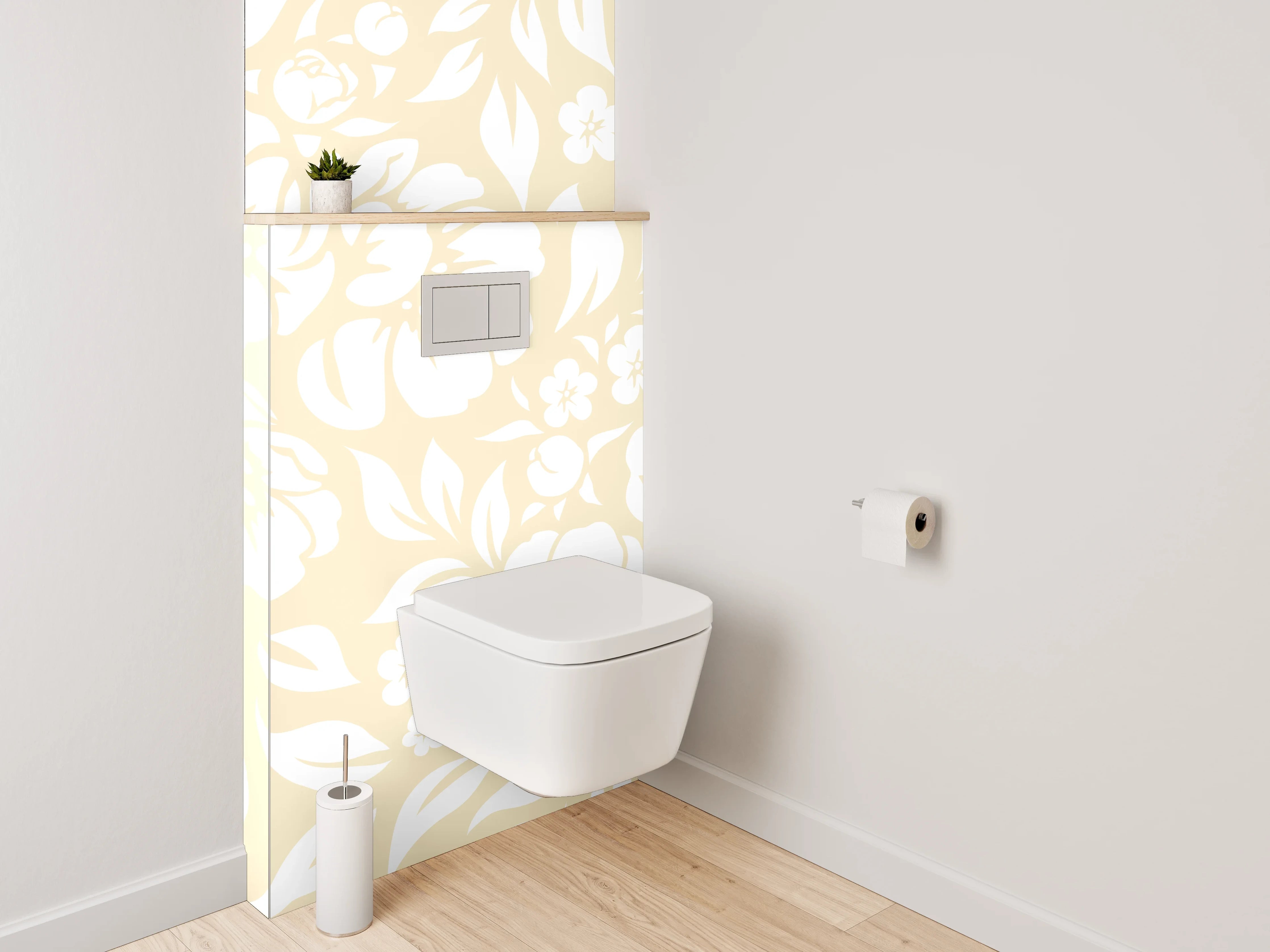 WC-Rückwand - Beige florales Muster Tapete