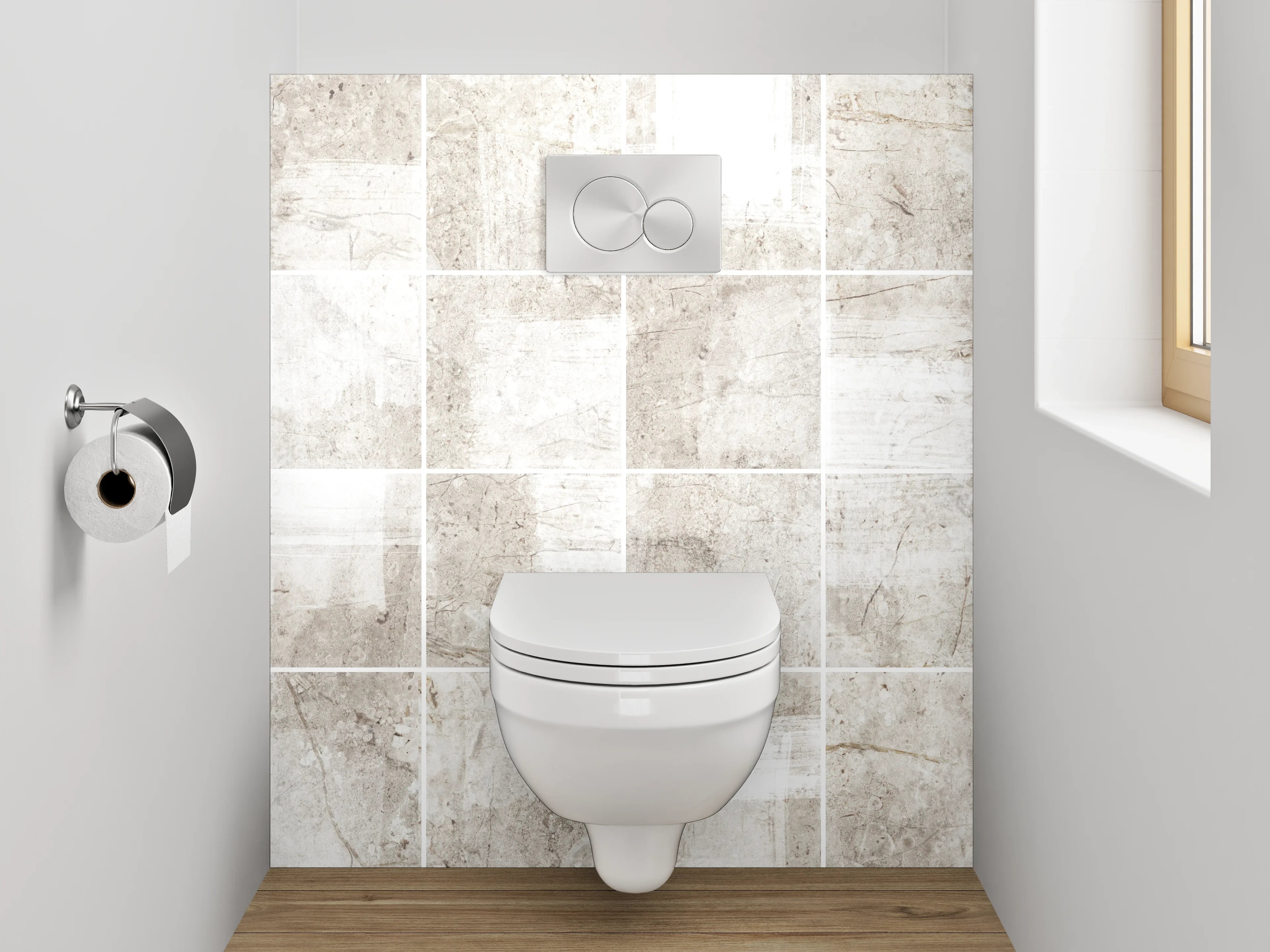WC-Rückwand - Beige-graue Vintage Fliesenoptik