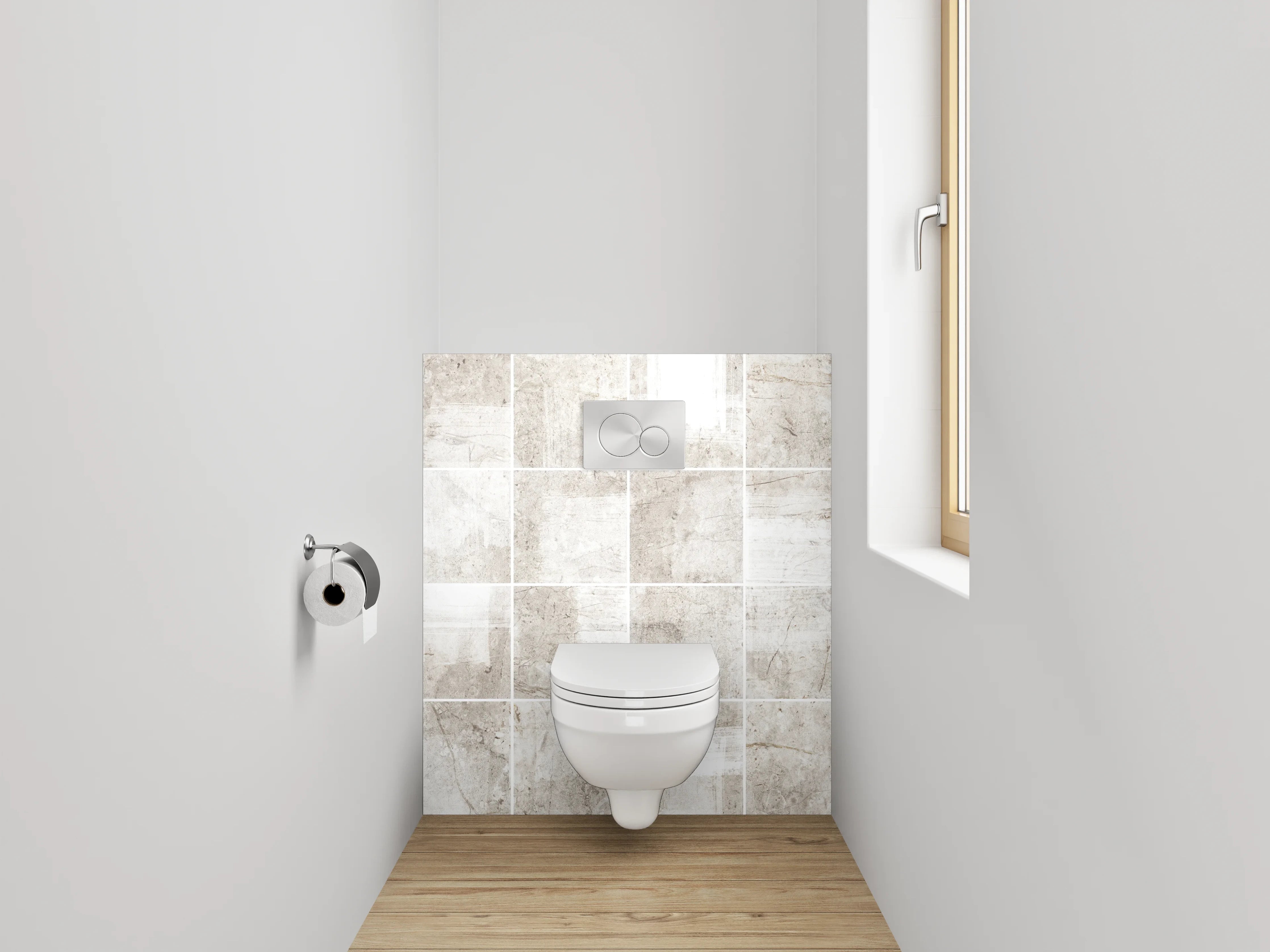 WC-Rückwand - Beige-graue Vintage Fliesenoptik