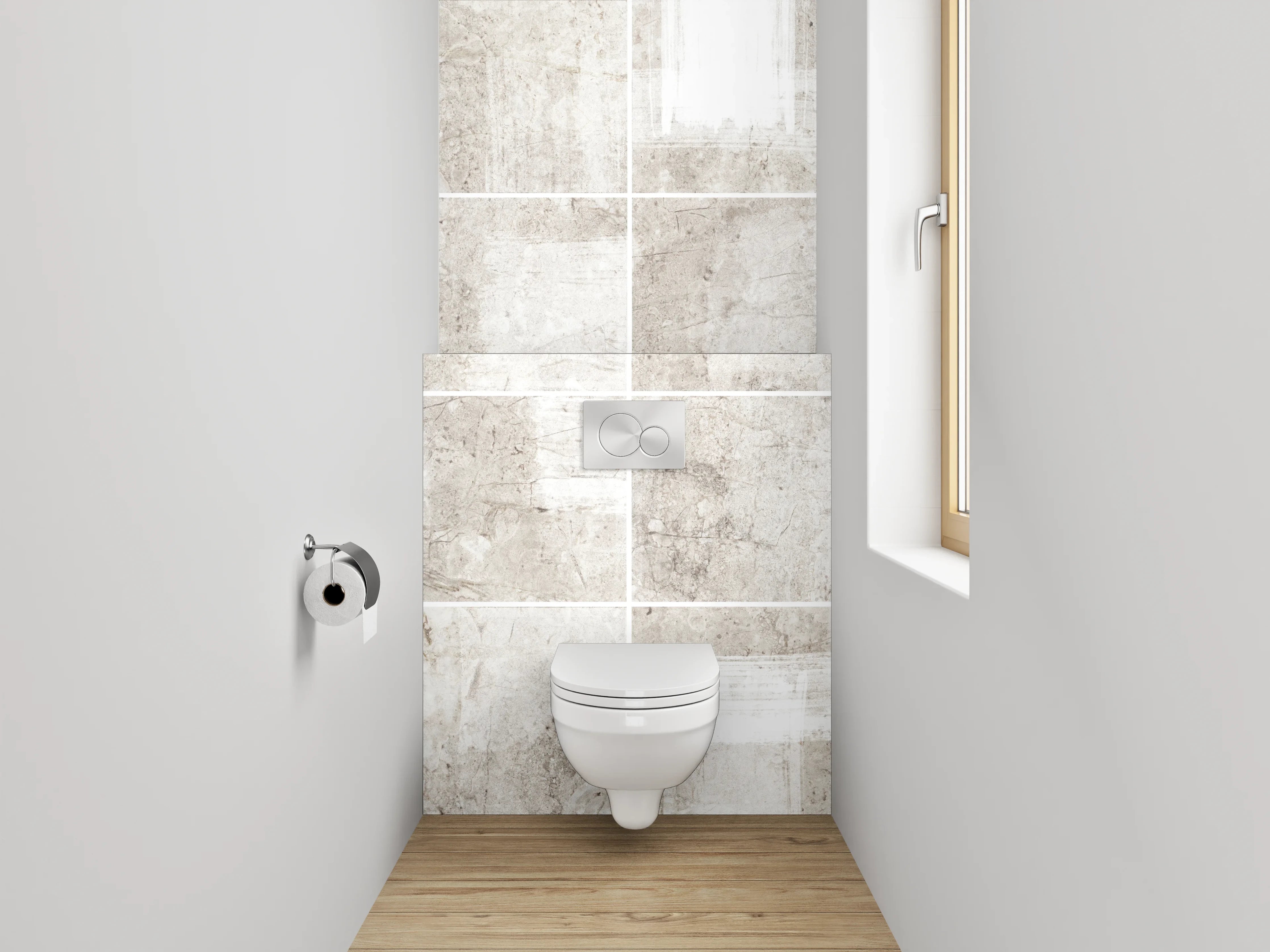 WC-Rückwand - Beige-graue Vintage Fliesenoptik