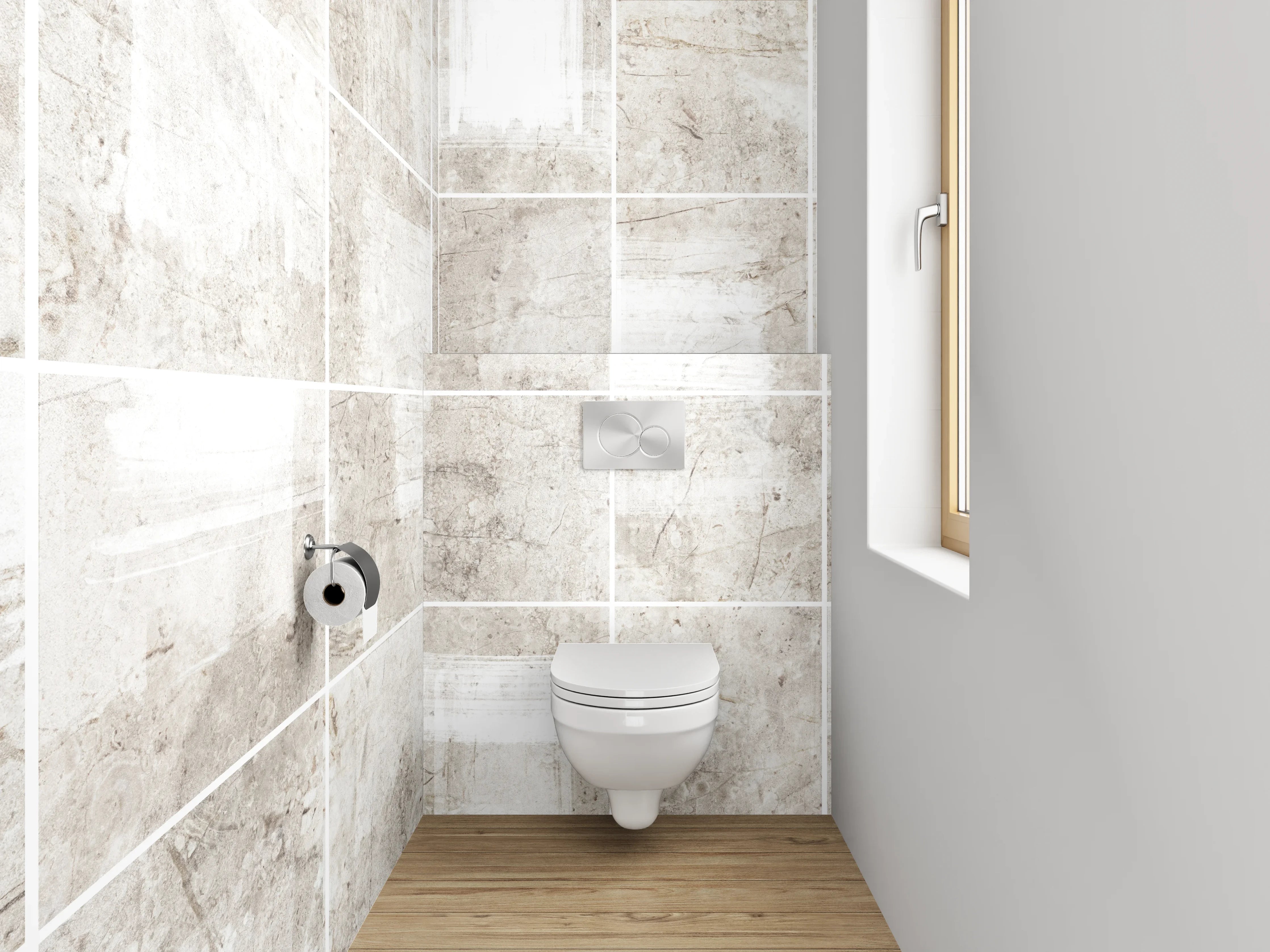 WC-Rückwand - Beige-graue Vintage Fliesenoptik