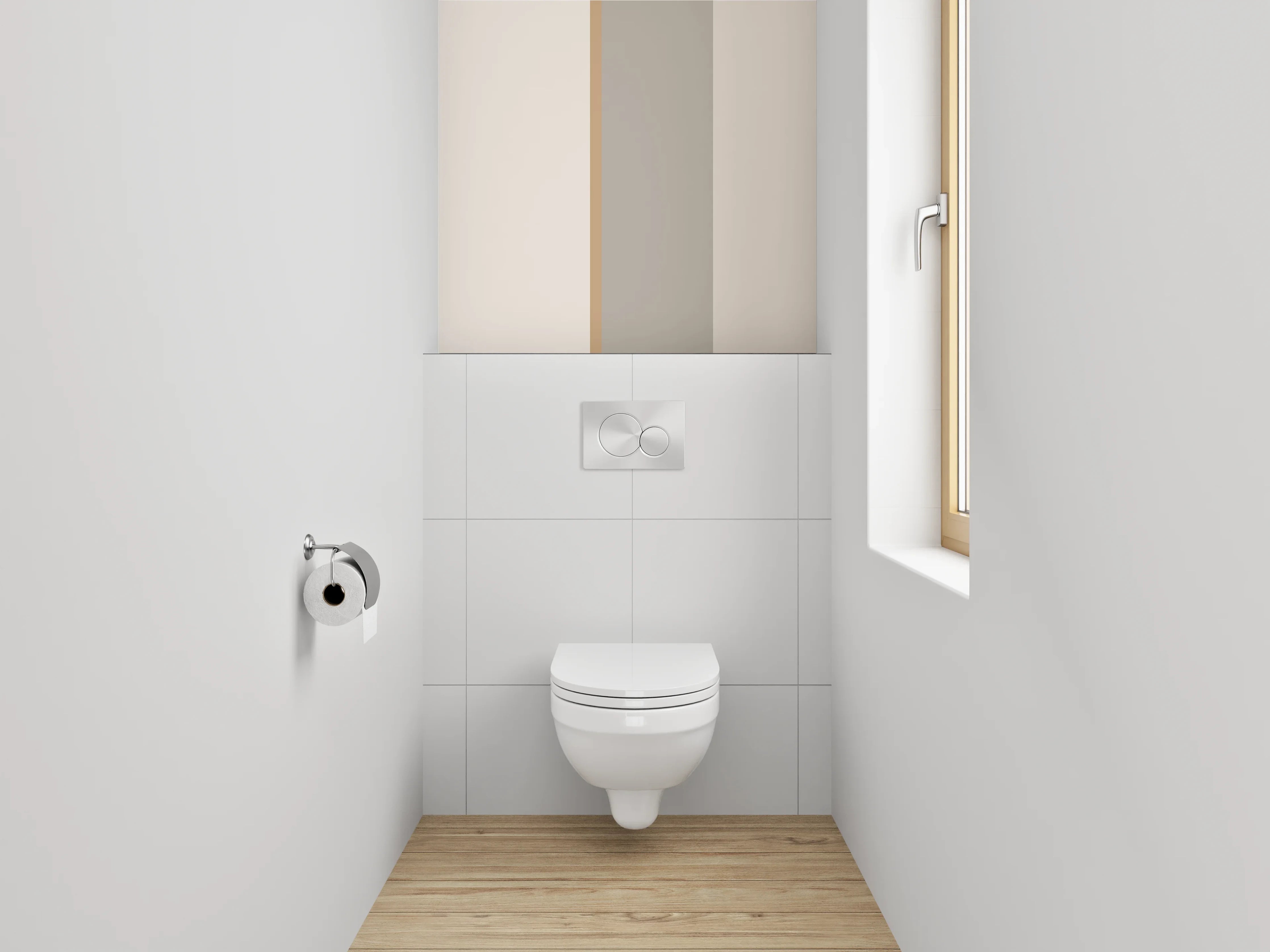 WC-Rückwand - Beige und Graufarbene Wandstruktur