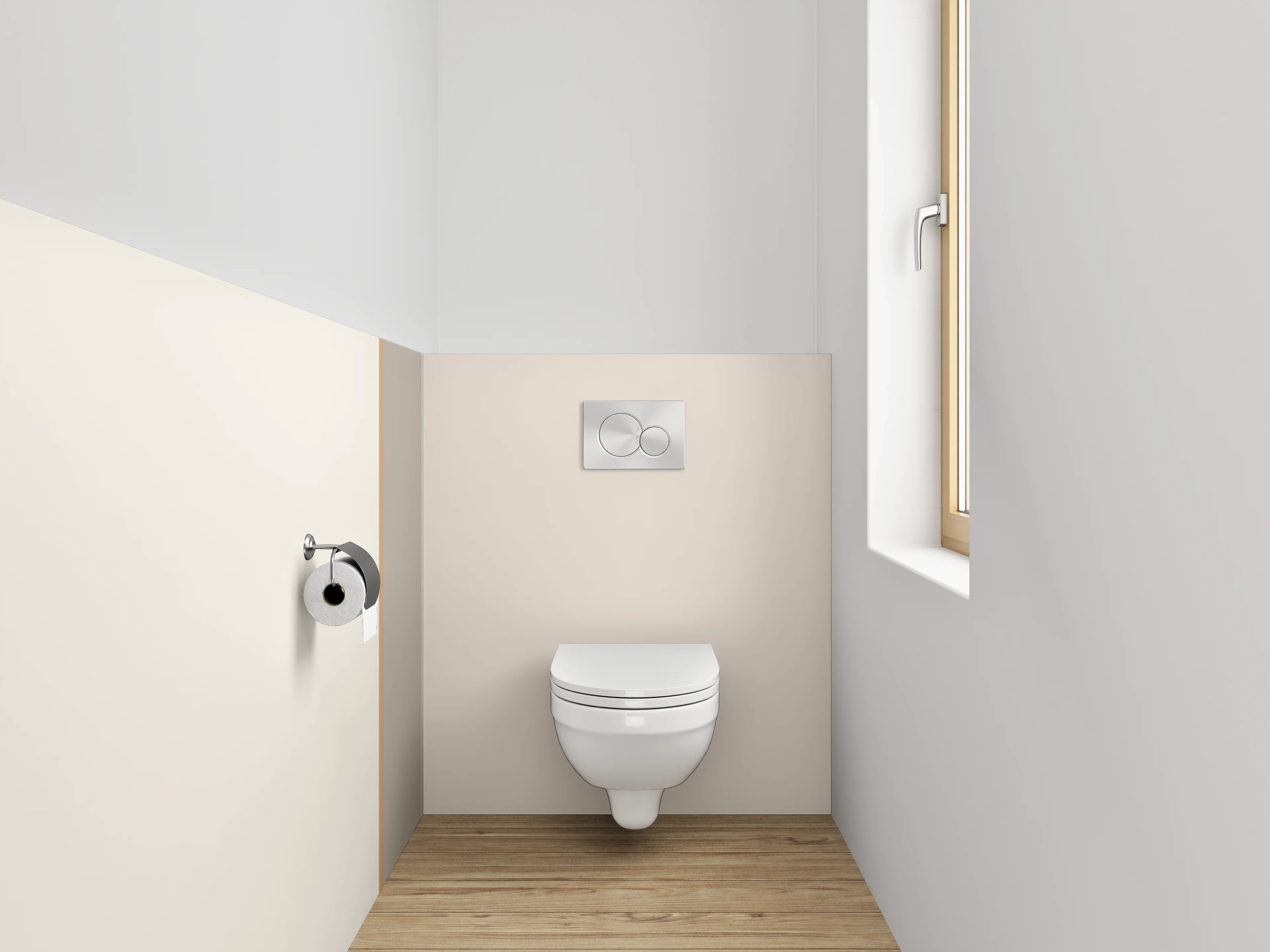 WC-Rückwand - Beige und Graufarbene Wandstruktur