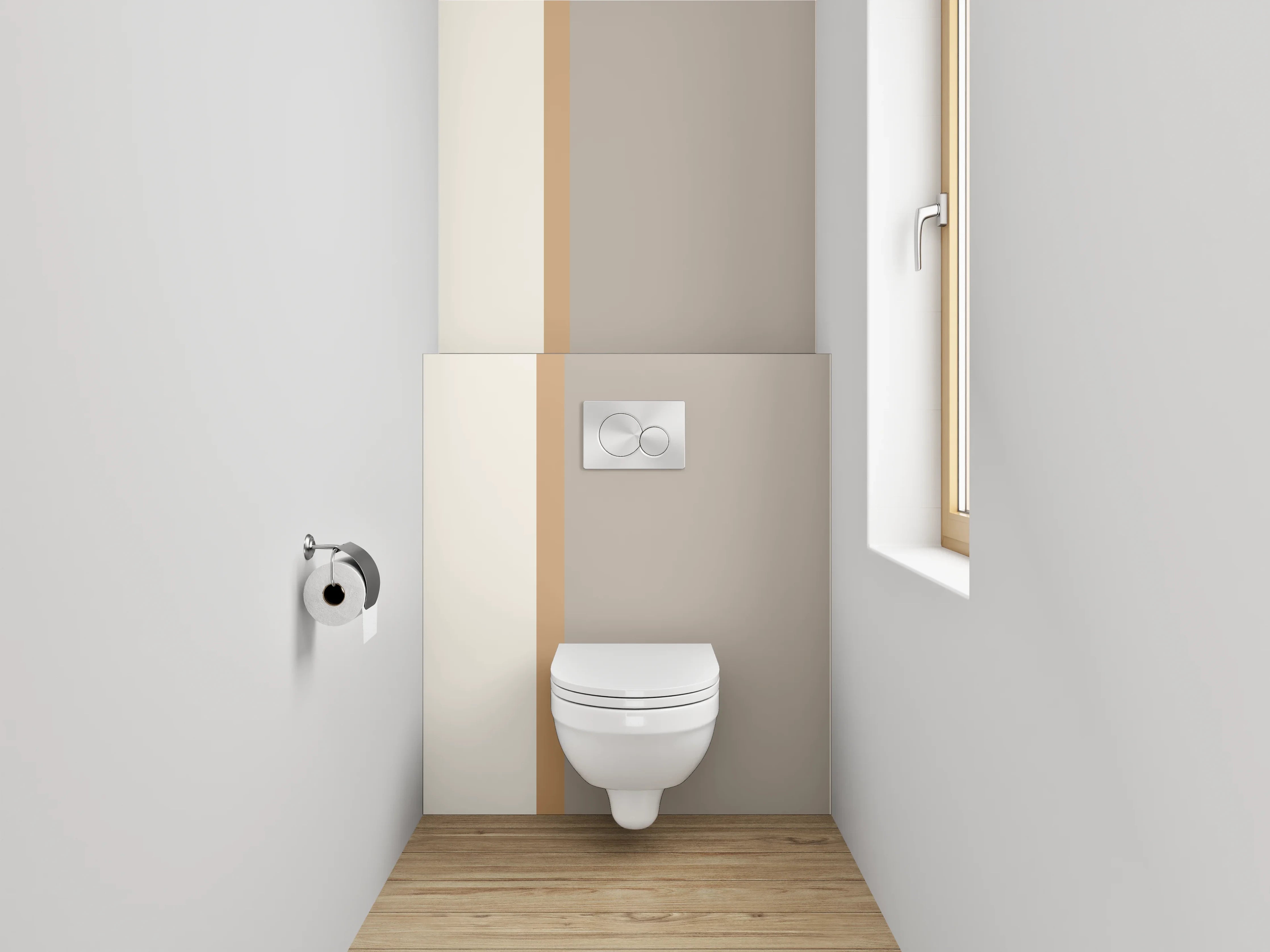 WC-Rückwand - Beige und Graufarbene Wandstruktur