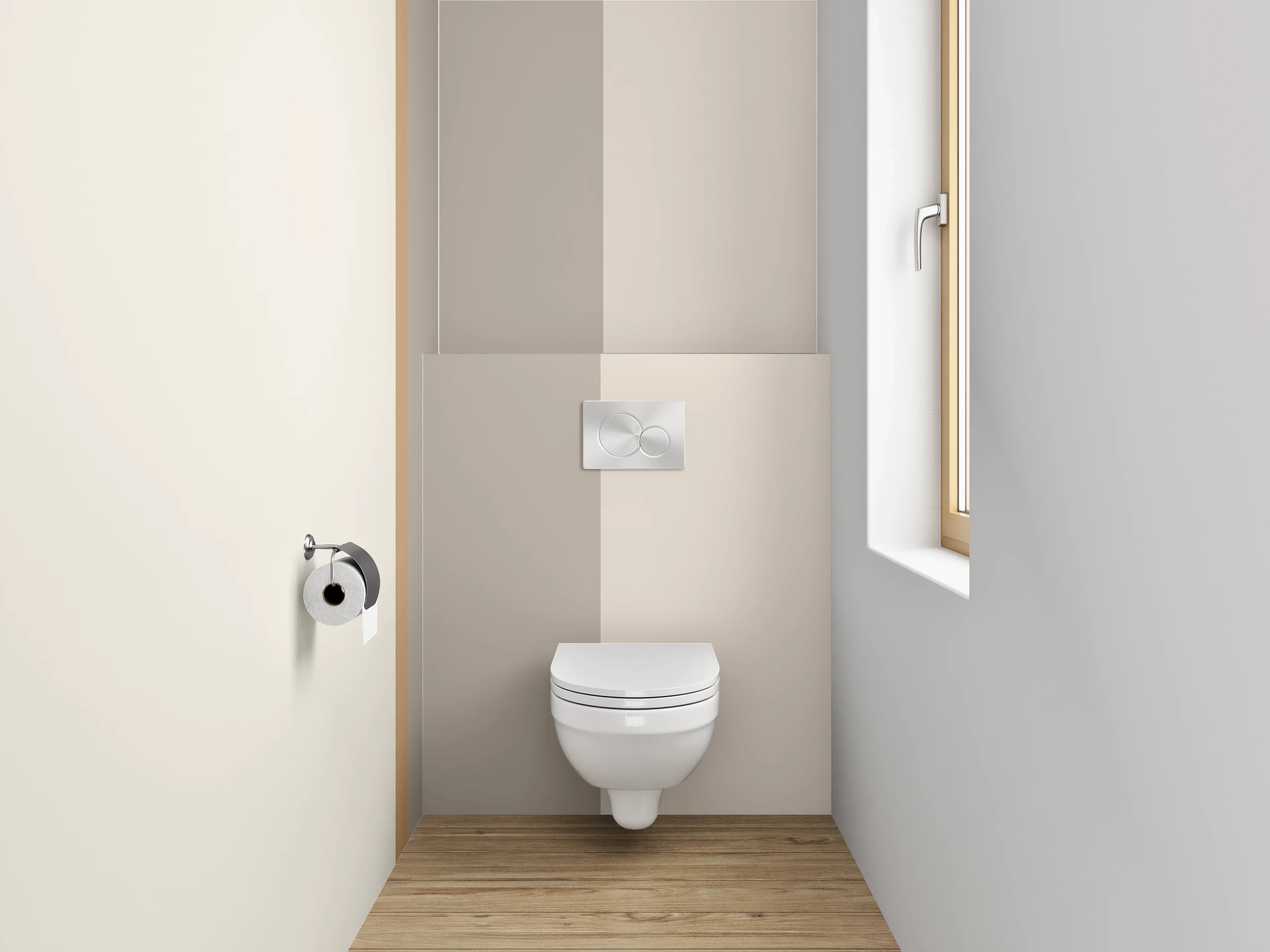 WC-Rückwand - Beige und Graufarbene Wandstruktur