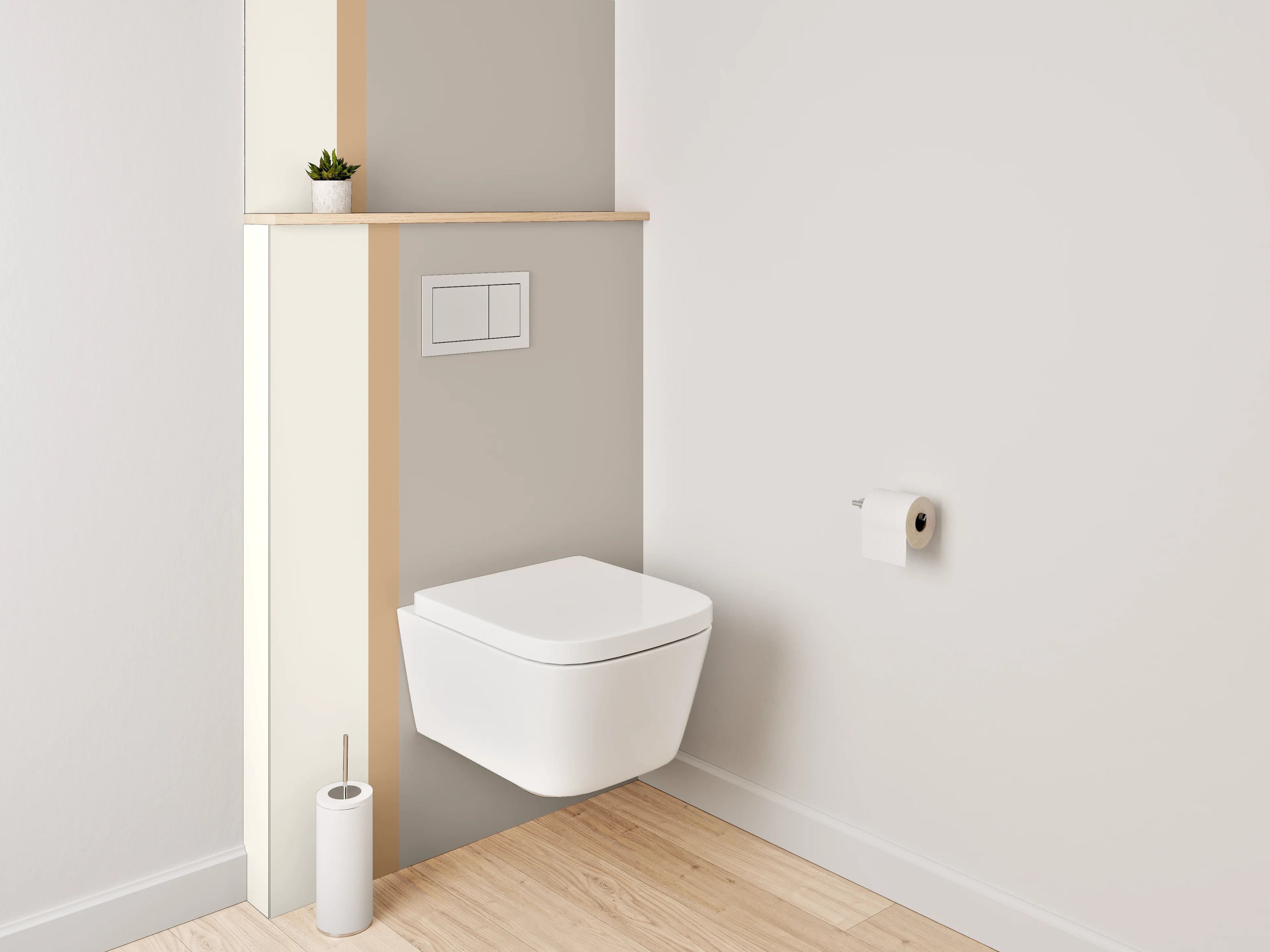 WC-Rückwand - Beige und Graufarbene Wandstruktur