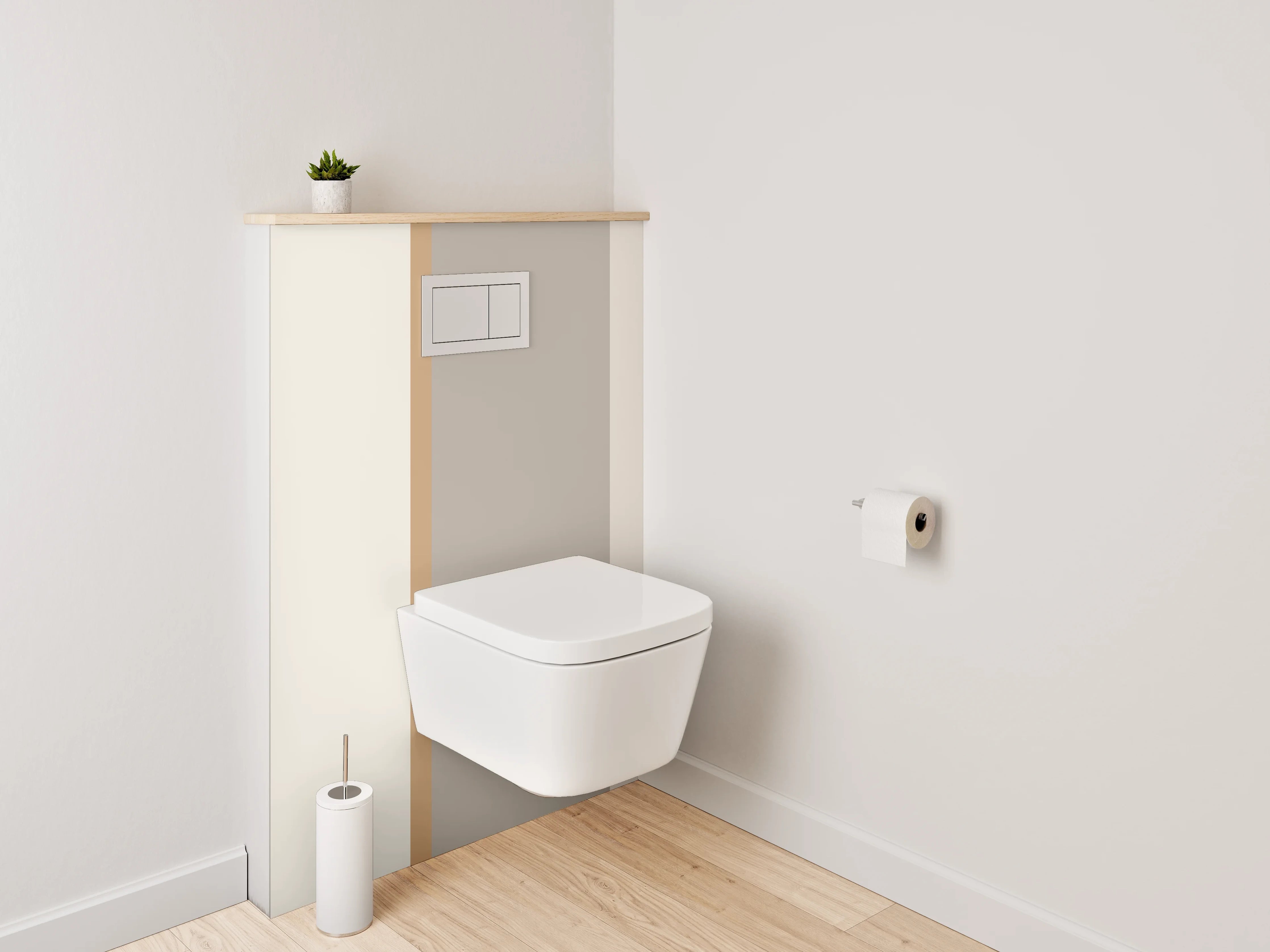 WC-Rückwand - Beige und Graufarbene Wandstruktur