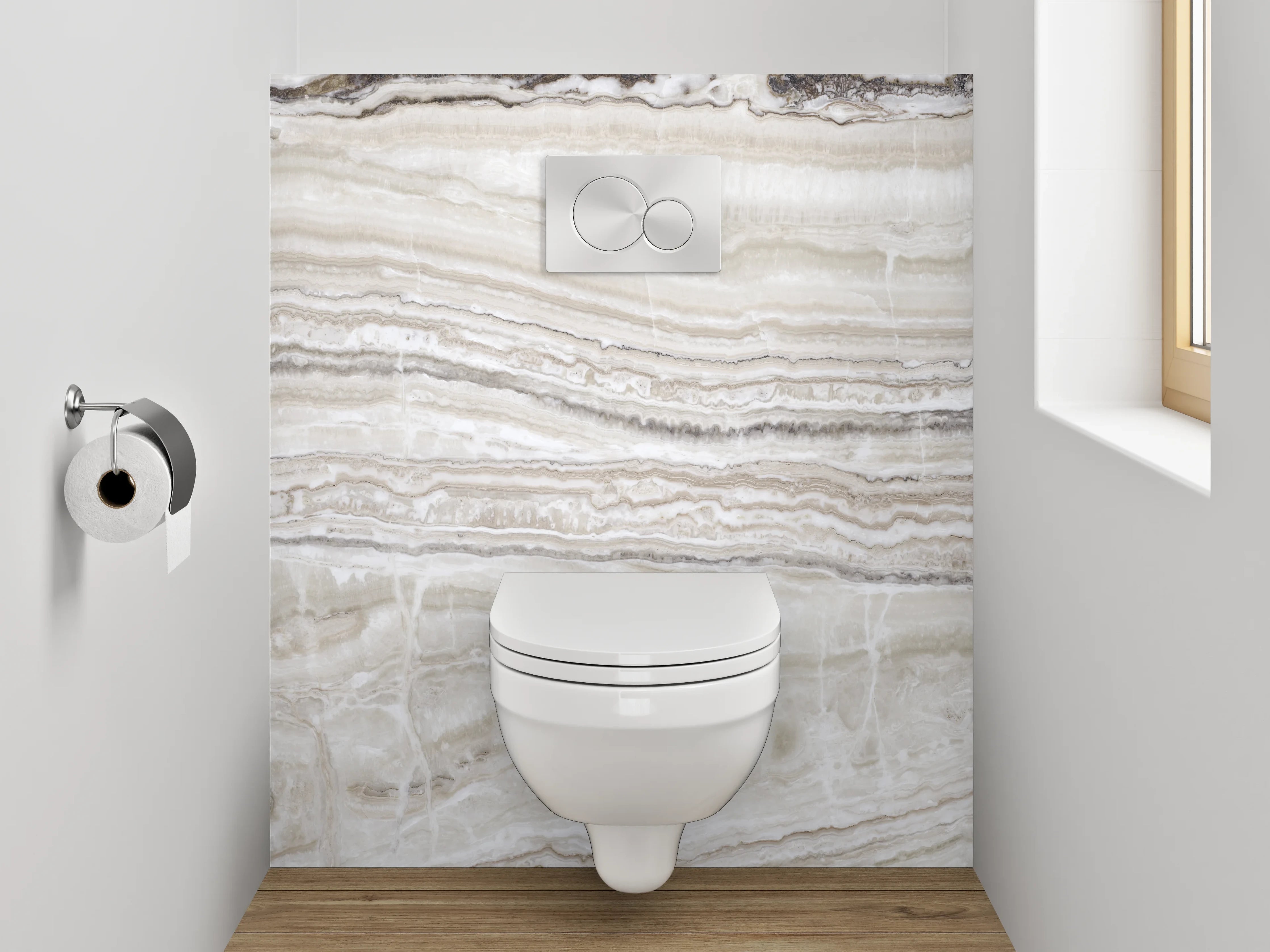 WC-Rückwand - Beige-weiße Marmor-Textur